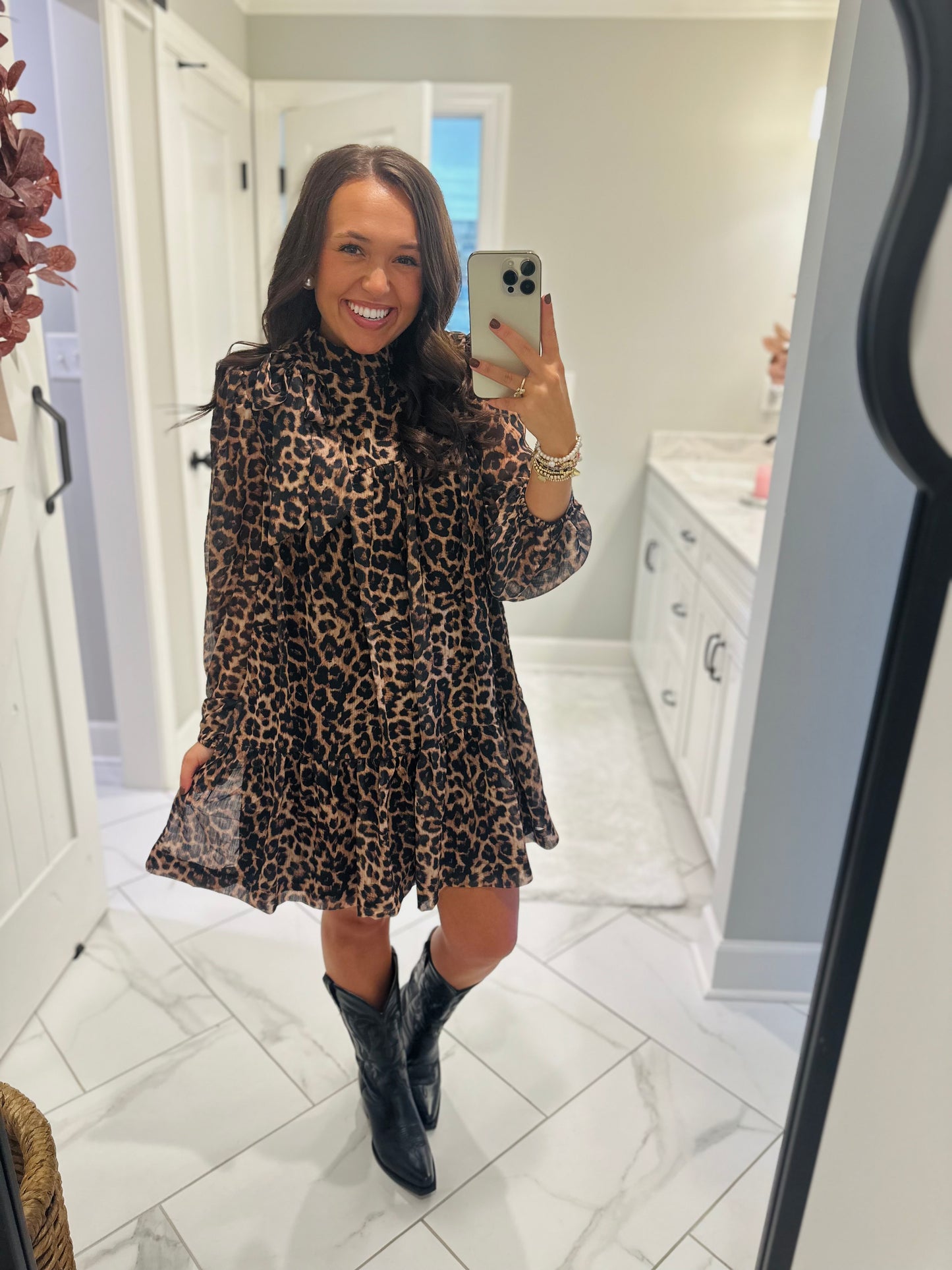 The Della Leopard Bow Dress