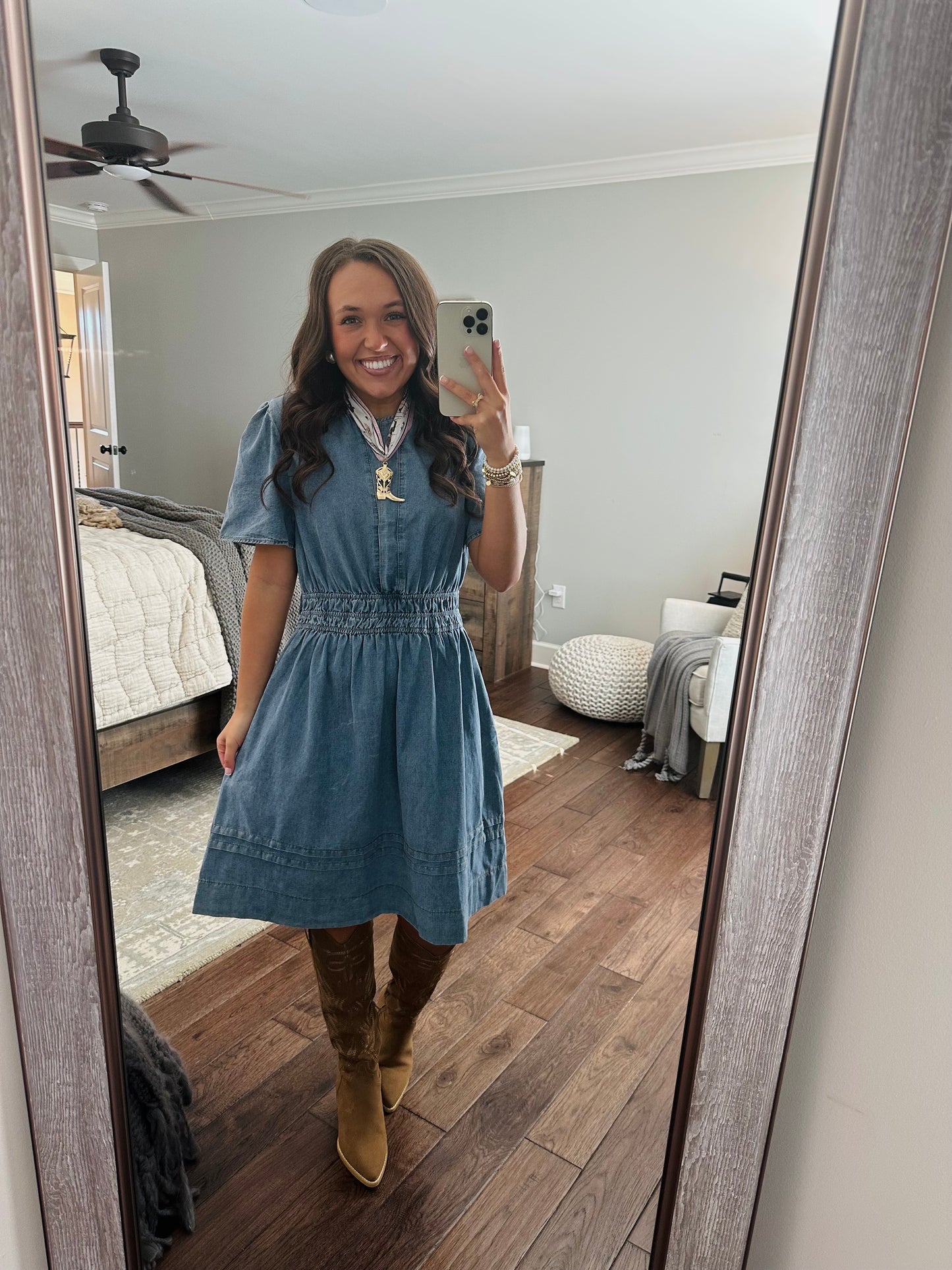 The Cheyenne Smocked Waist Denim Dress