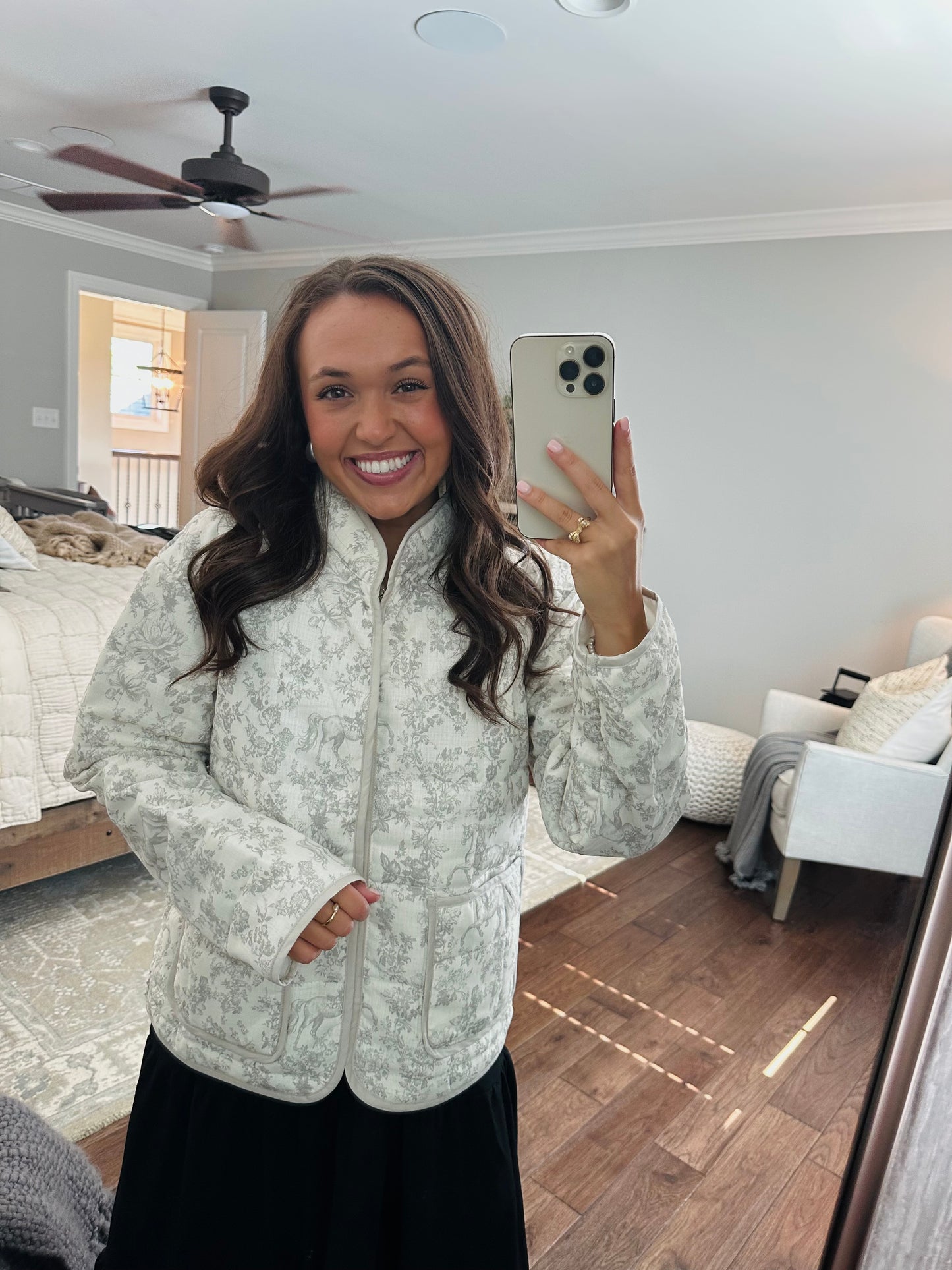 The Serena Grey Vintage Quilted Jacket