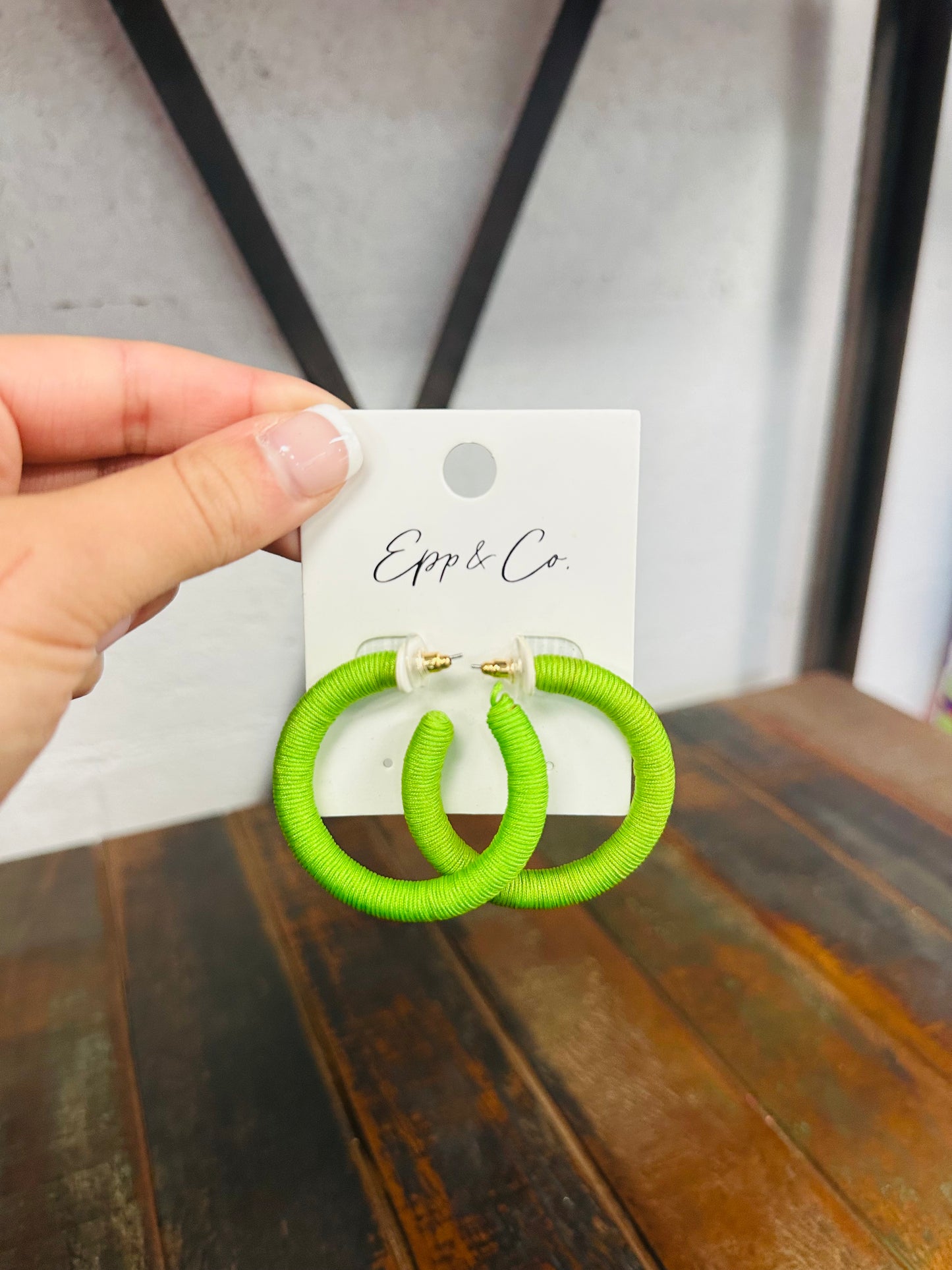Neon Green Thread Hoops