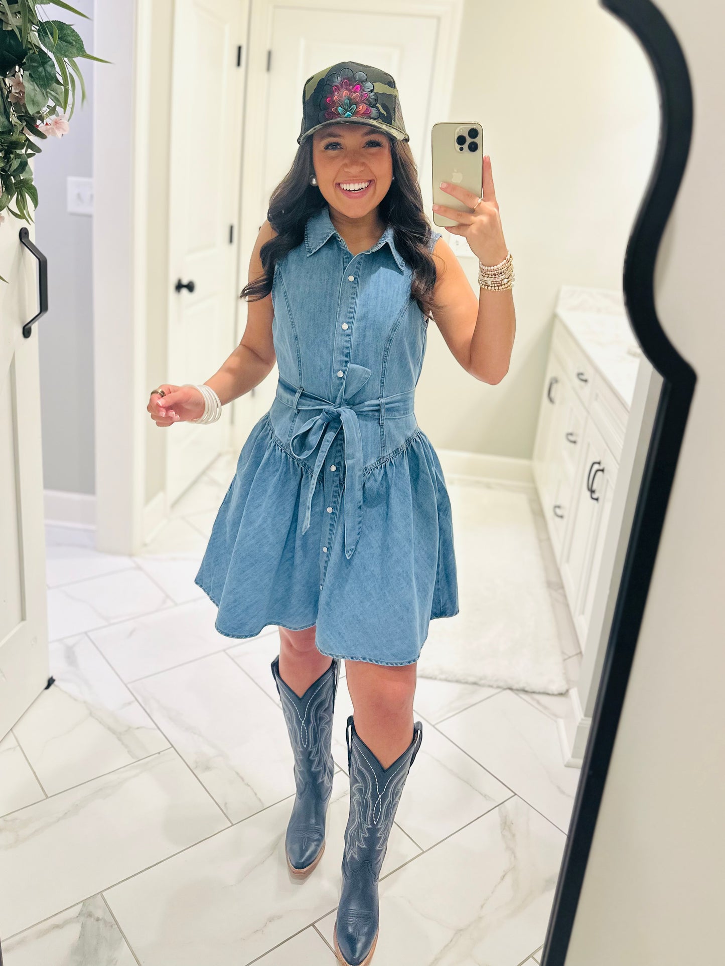 The Remi Denim Sash Belt Dress