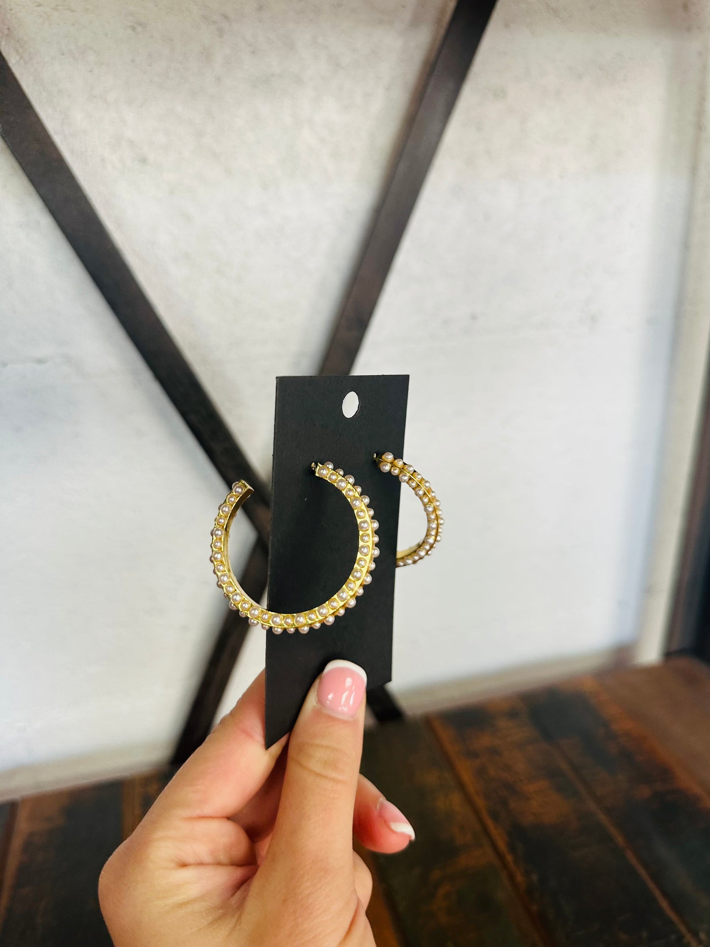 Gold & Pearl Delicate Hoop Earring