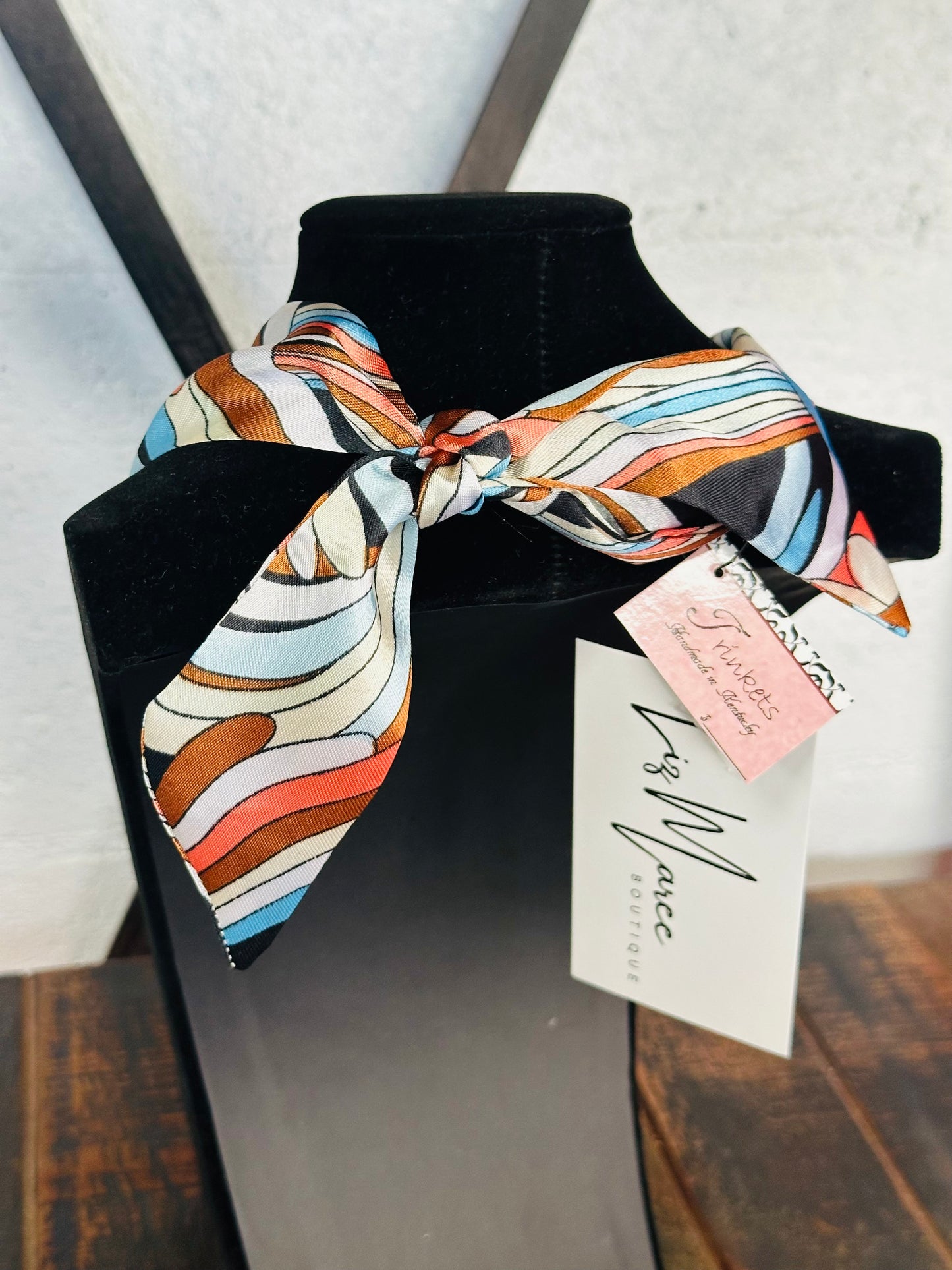 Golden Oasis Cross Silk Scarf Necklace