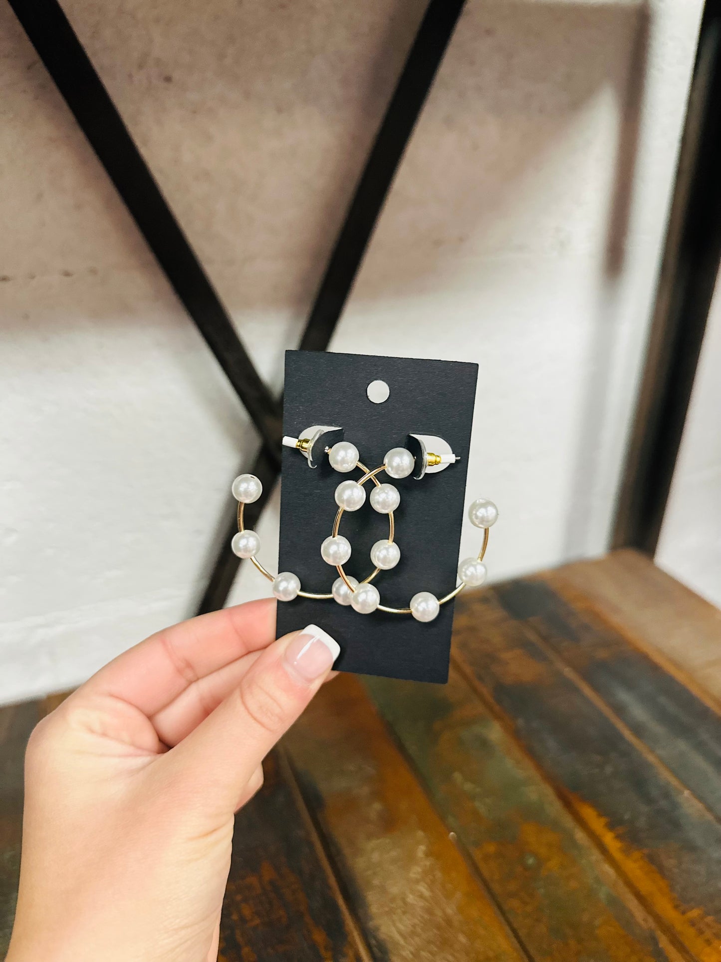 Gold & Pearl Hoop Earrings