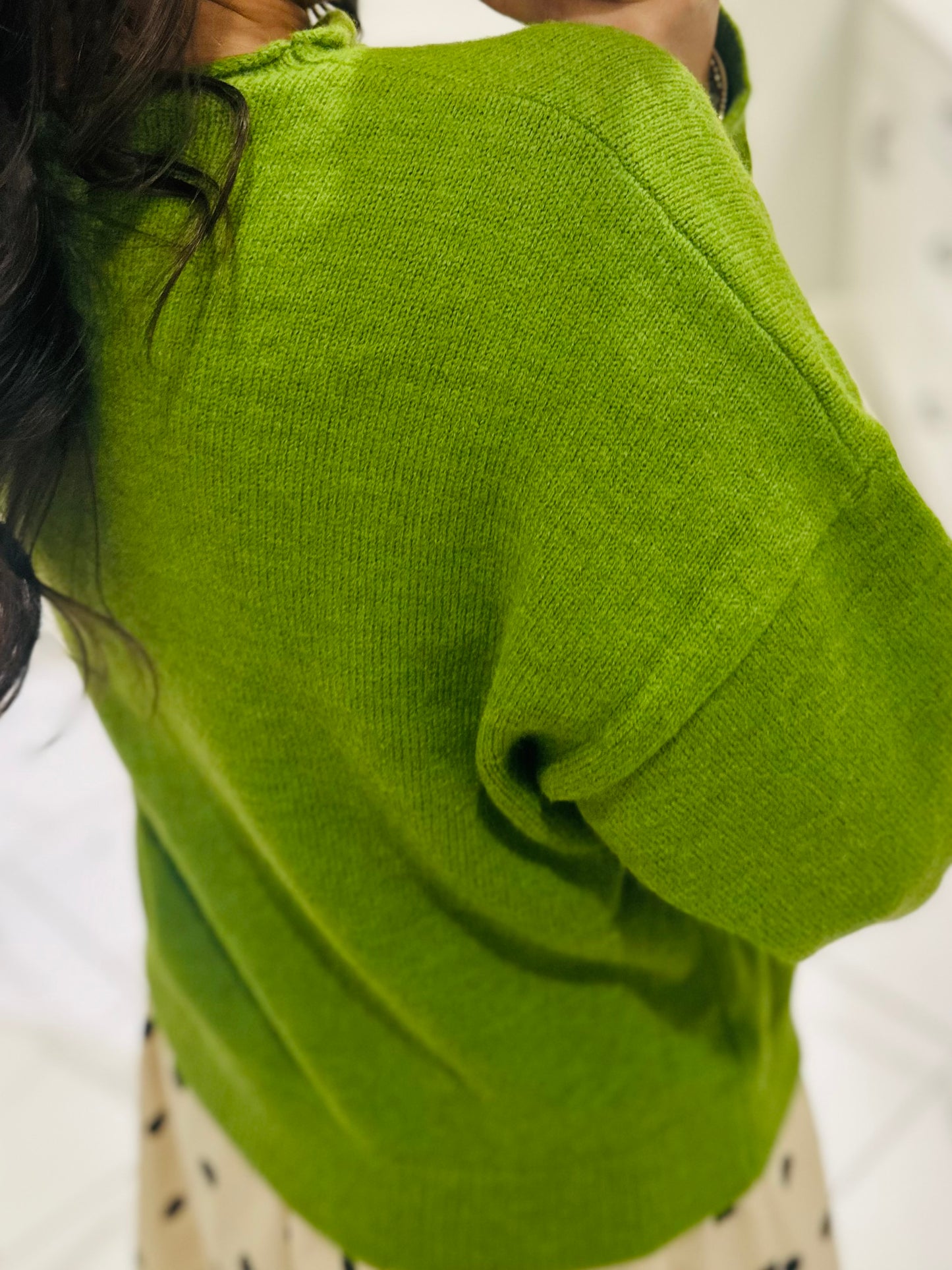 The Myra Pea Green Piper Cardigan