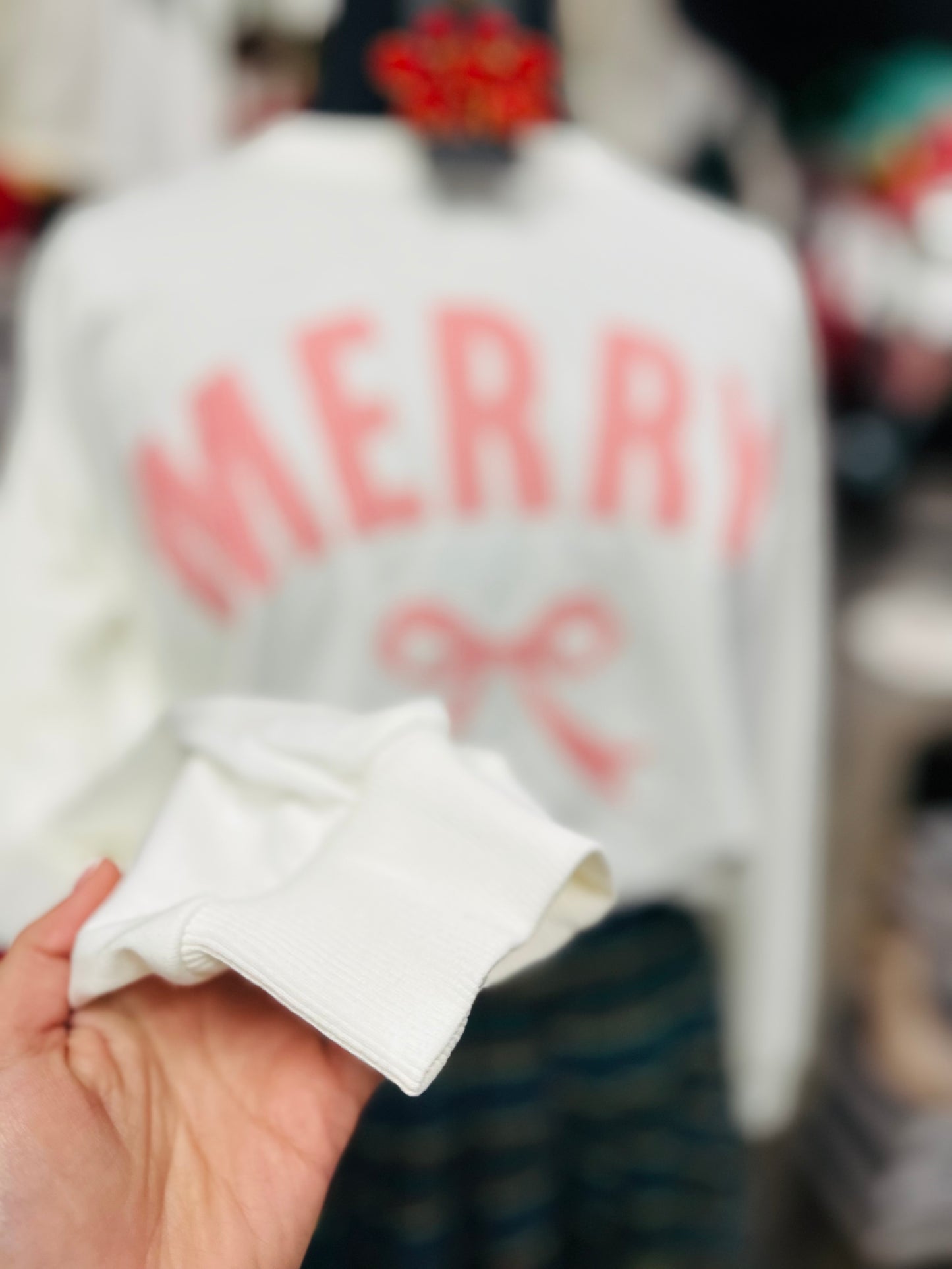 The Merry Bow Patchwork Embroidered Sweatshirt