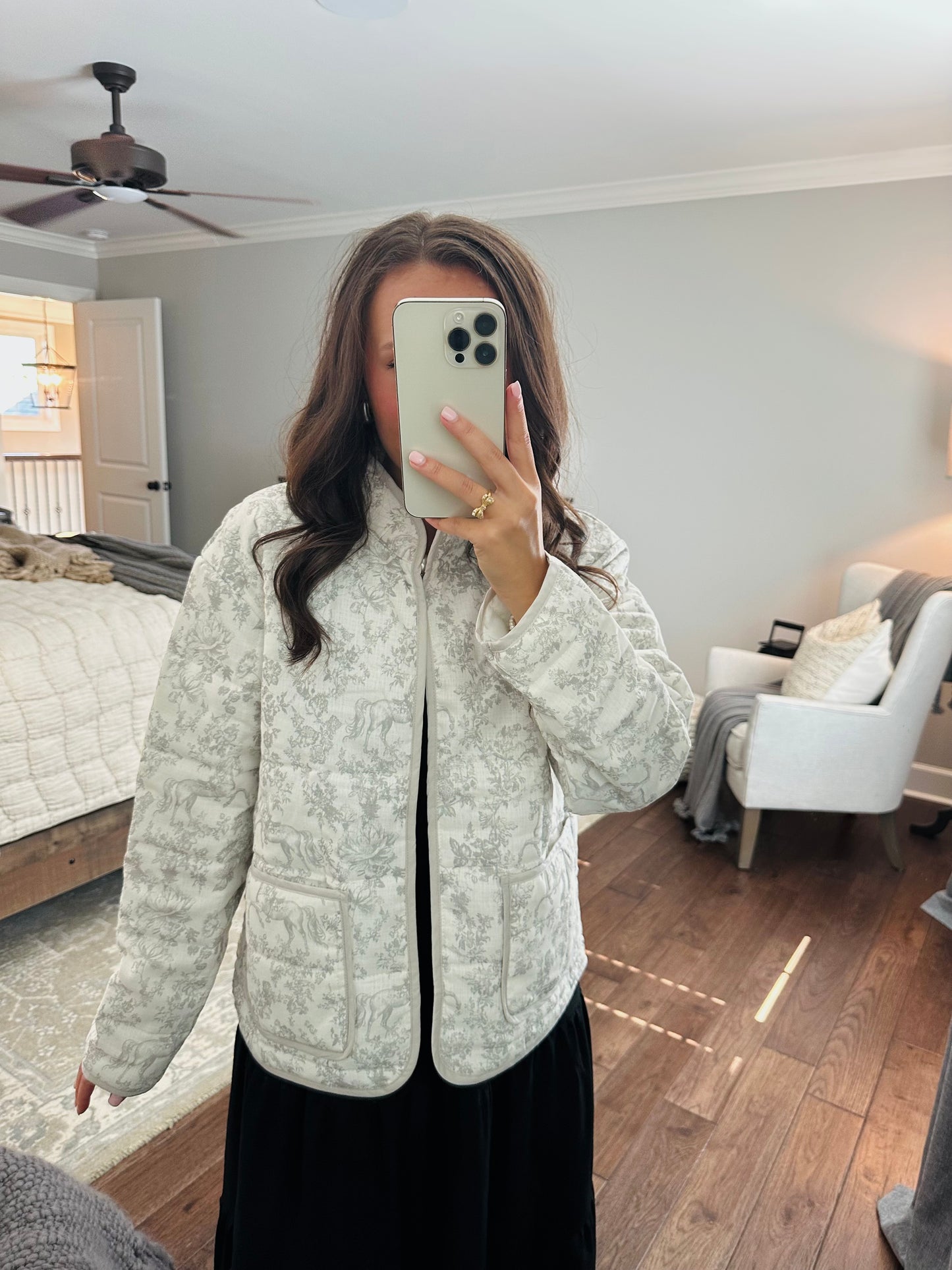 The Serena Grey Vintage Quilted Jacket