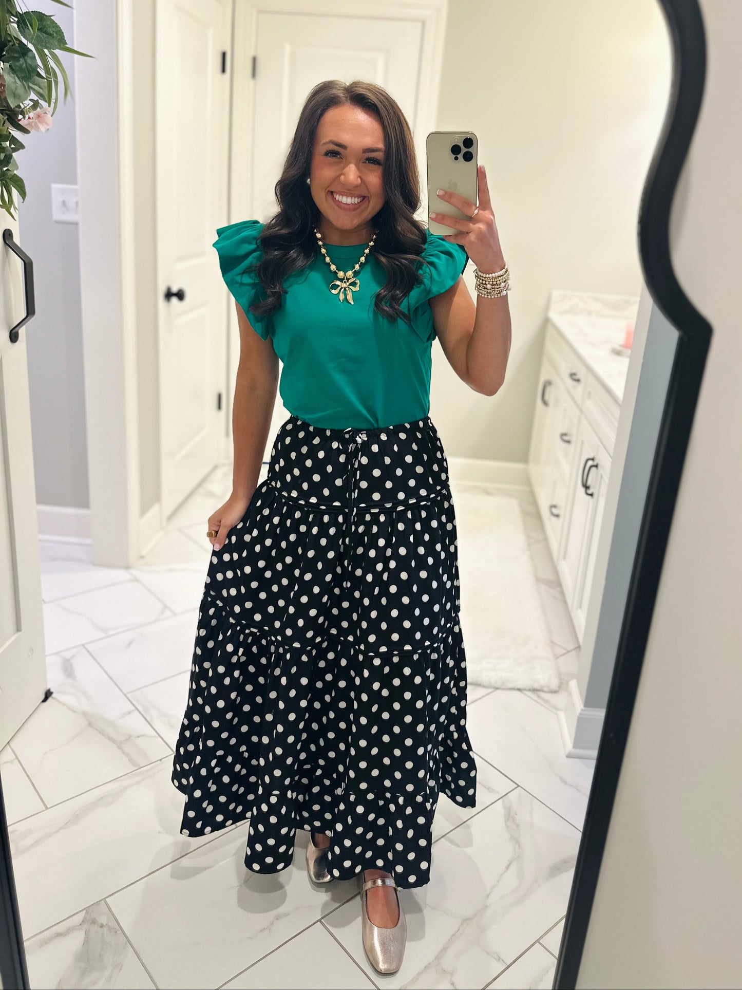 The Tillie Kelly Green Ruffled Sleeve Top