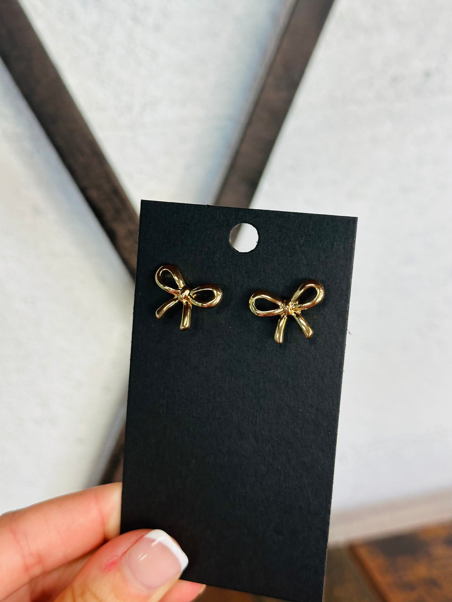 Gold Bow & Pearl Stud Post Earring