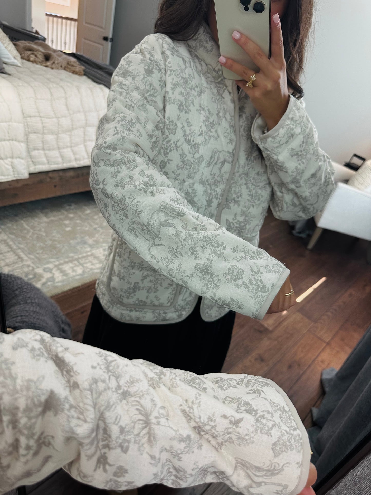 The Serena Grey Vintage Quilted Jacket