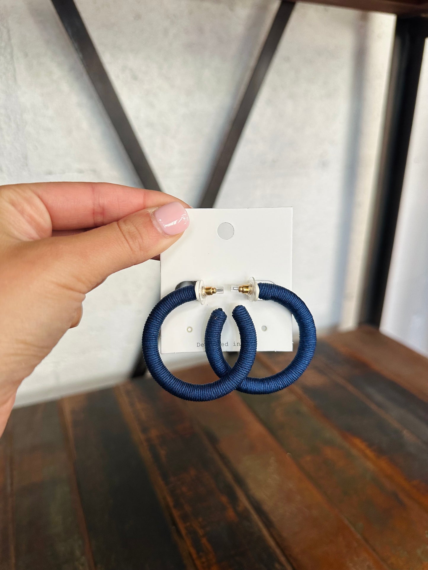 Navy Thread Hoops