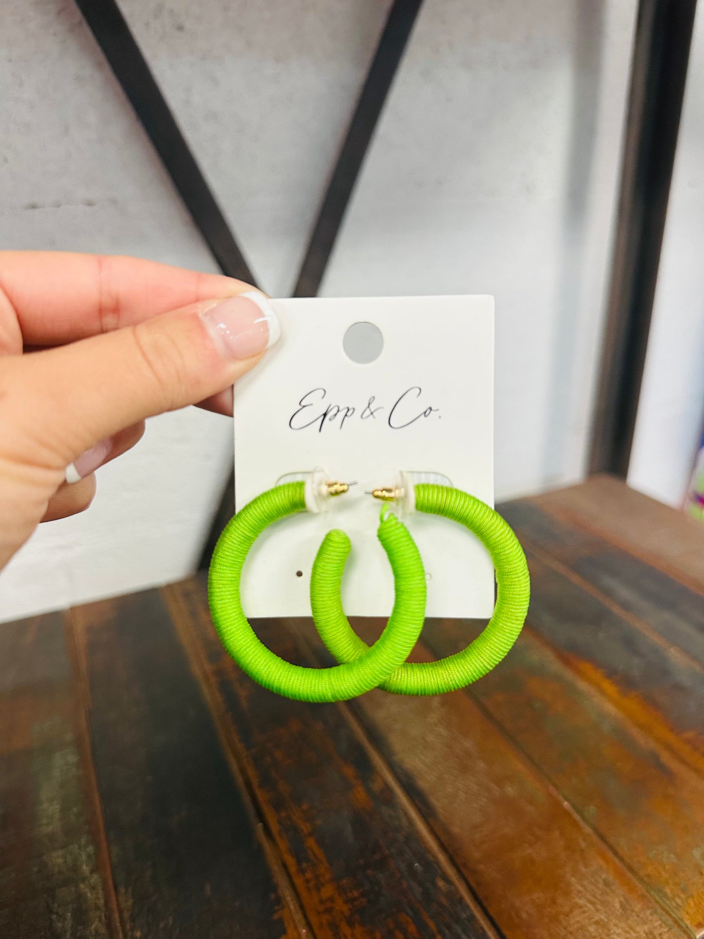 Neon Green Thread Hoops