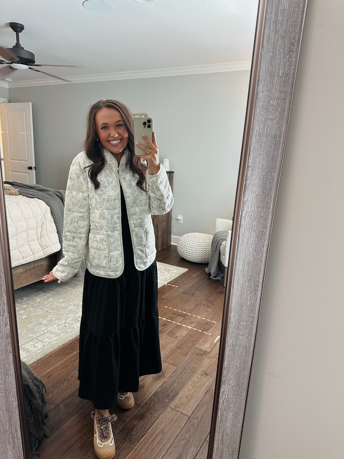 The Serena Grey Vintage Quilted Jacket