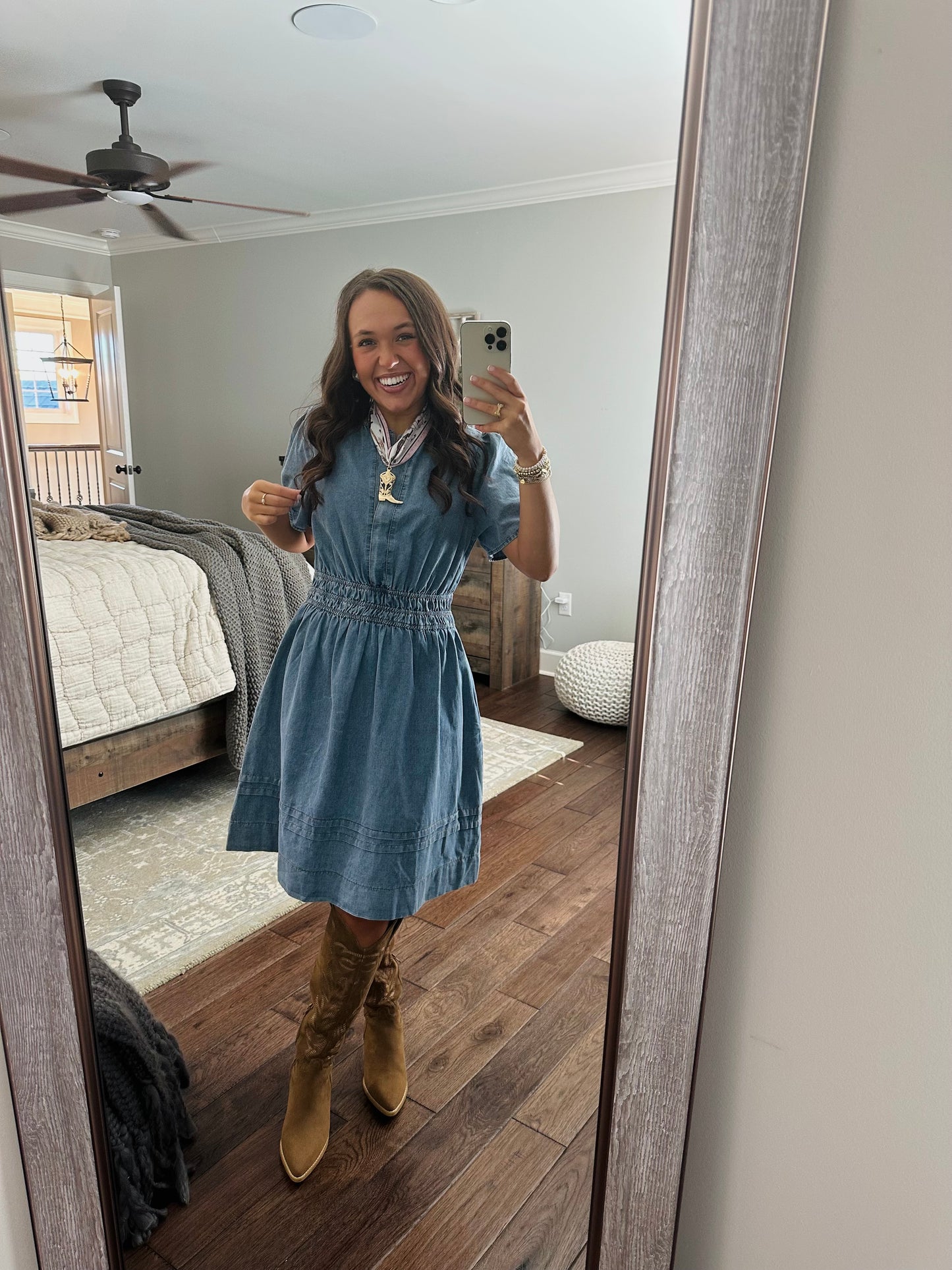 The Cheyenne Smocked Waist Denim Dress