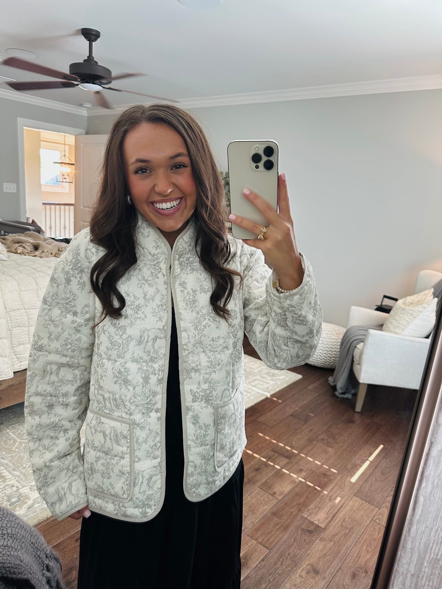 The Serena Grey Vintage Quilted Jacket
