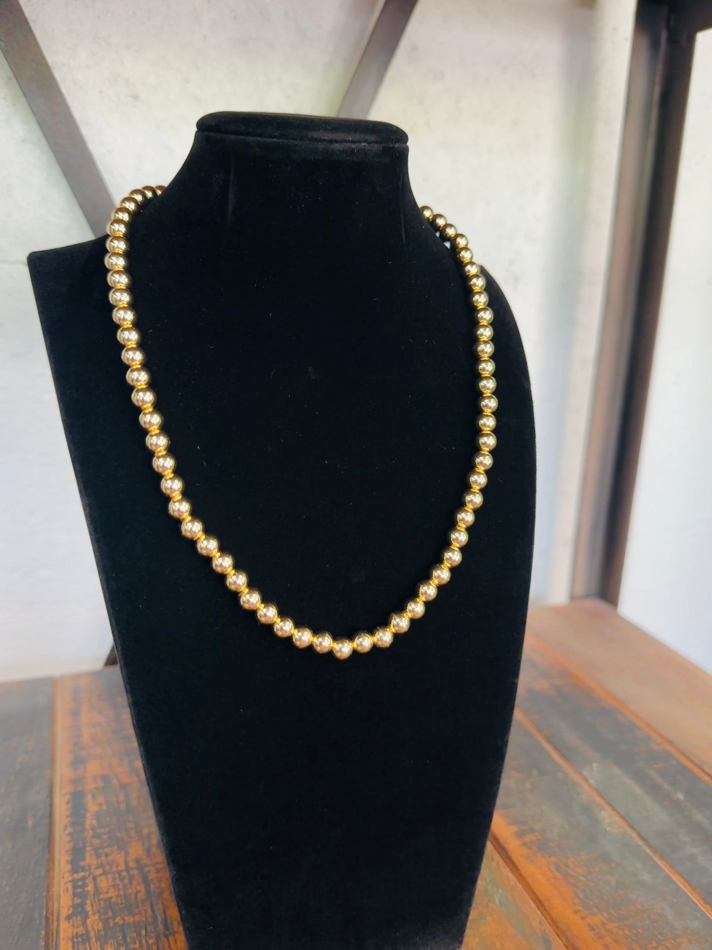 7mm Gold Ball Bead Necklace