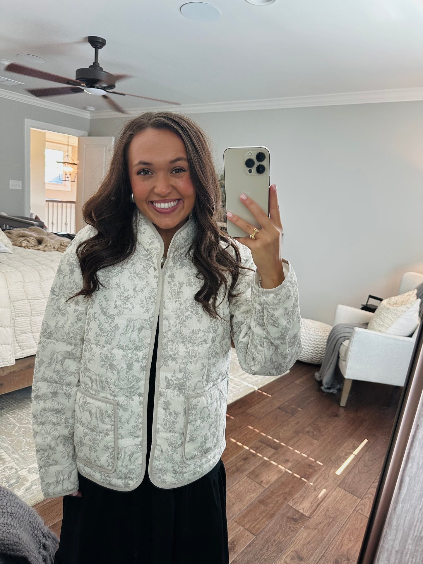 The Serena Grey Vintage Quilted Jacket