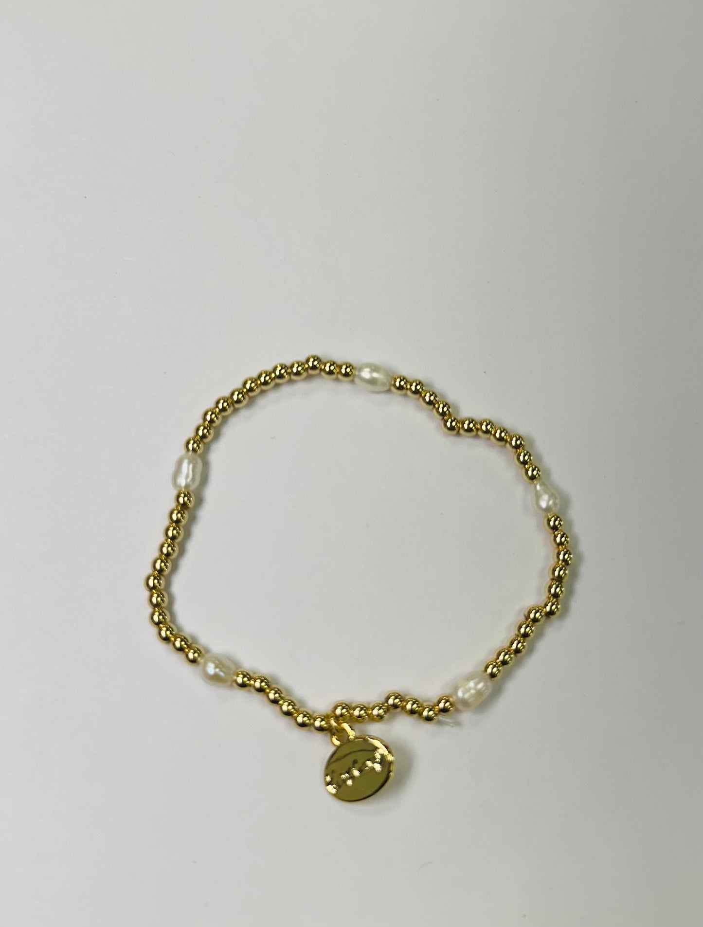 3MM Gold Ball W/Rice Pearls Bracelet