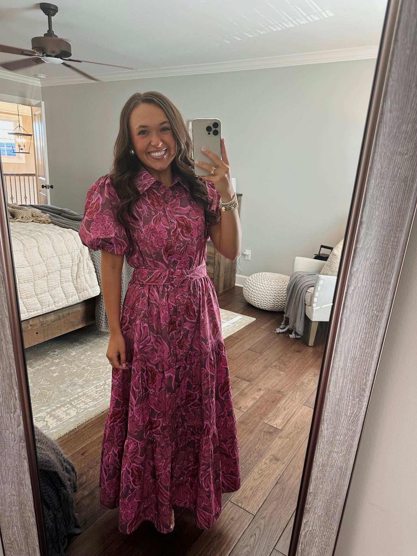 The Danyale Rosy Brown Floral Midi Dress