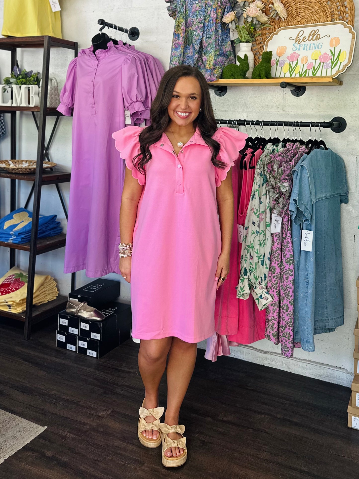 The Gia Pink Scallop Dress