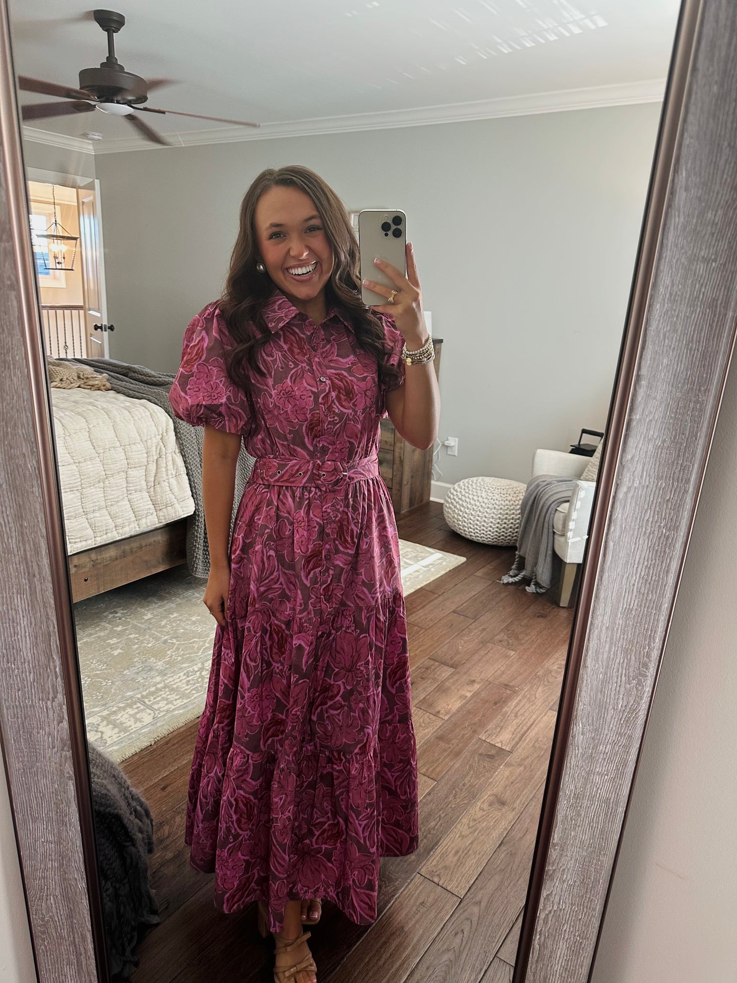 The Danyale Rosy Brown Floral Midi Dress
