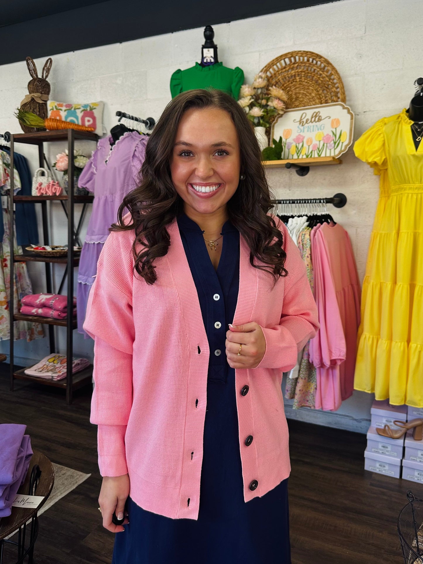 Let's Get Cozy Pink Cardigan