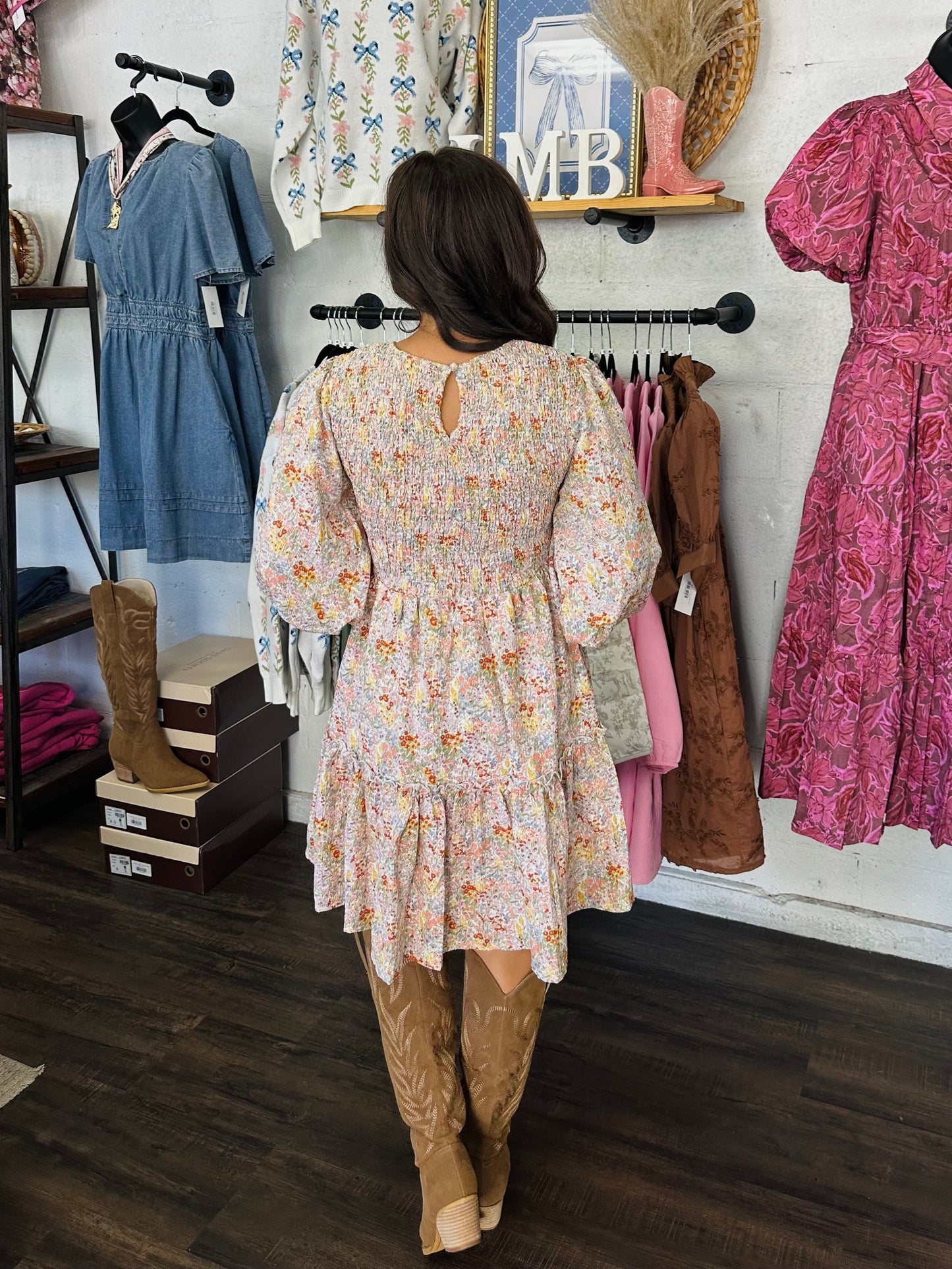 The Faye Autumn Garden Floral Long Sleeve Dress