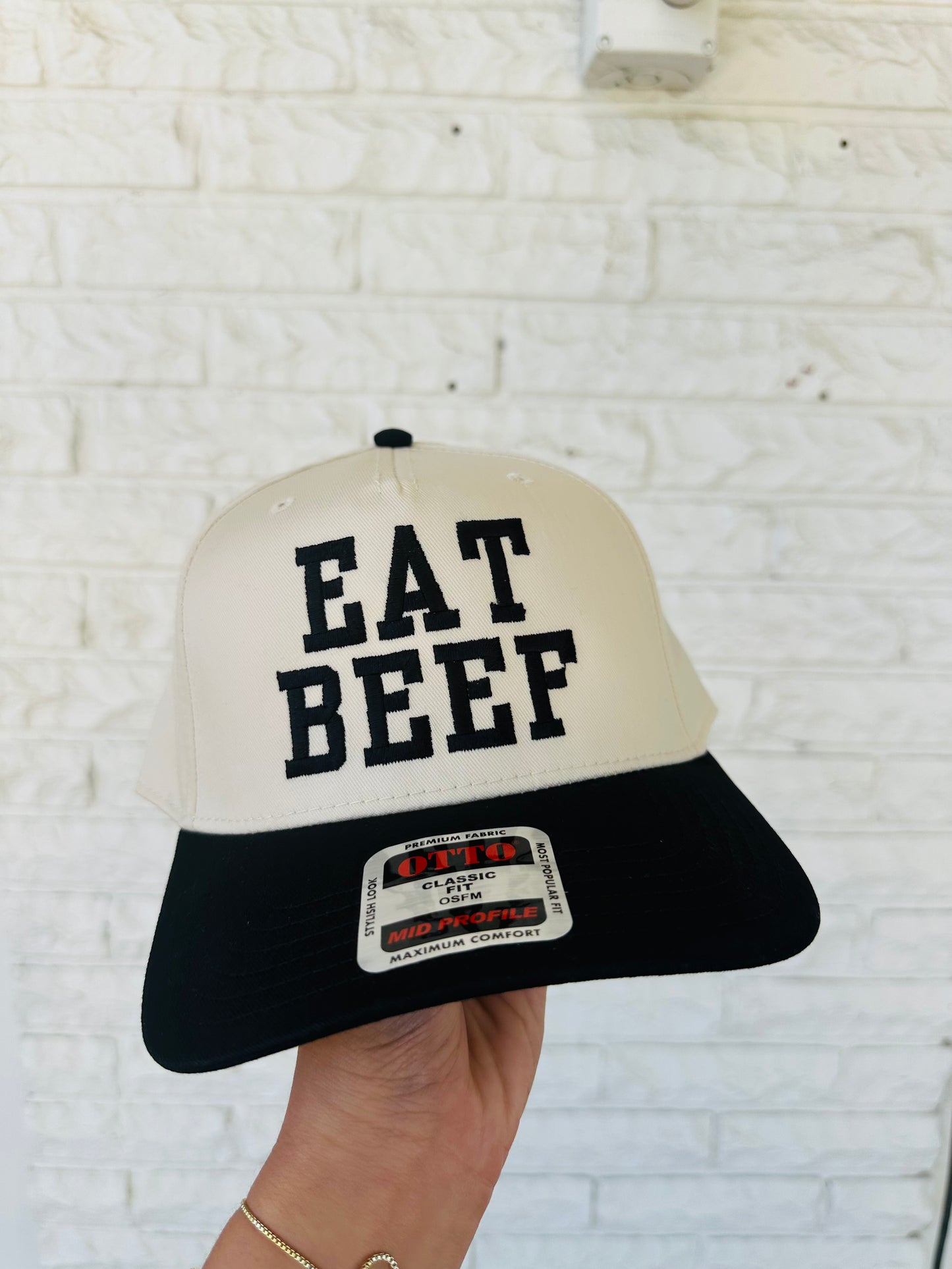 Black 'Eat Beef' Embroidered Trucker Hat