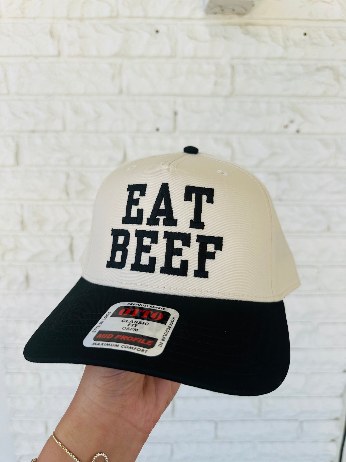 Black 'Eat Beef' Embroidered Trucker Hat