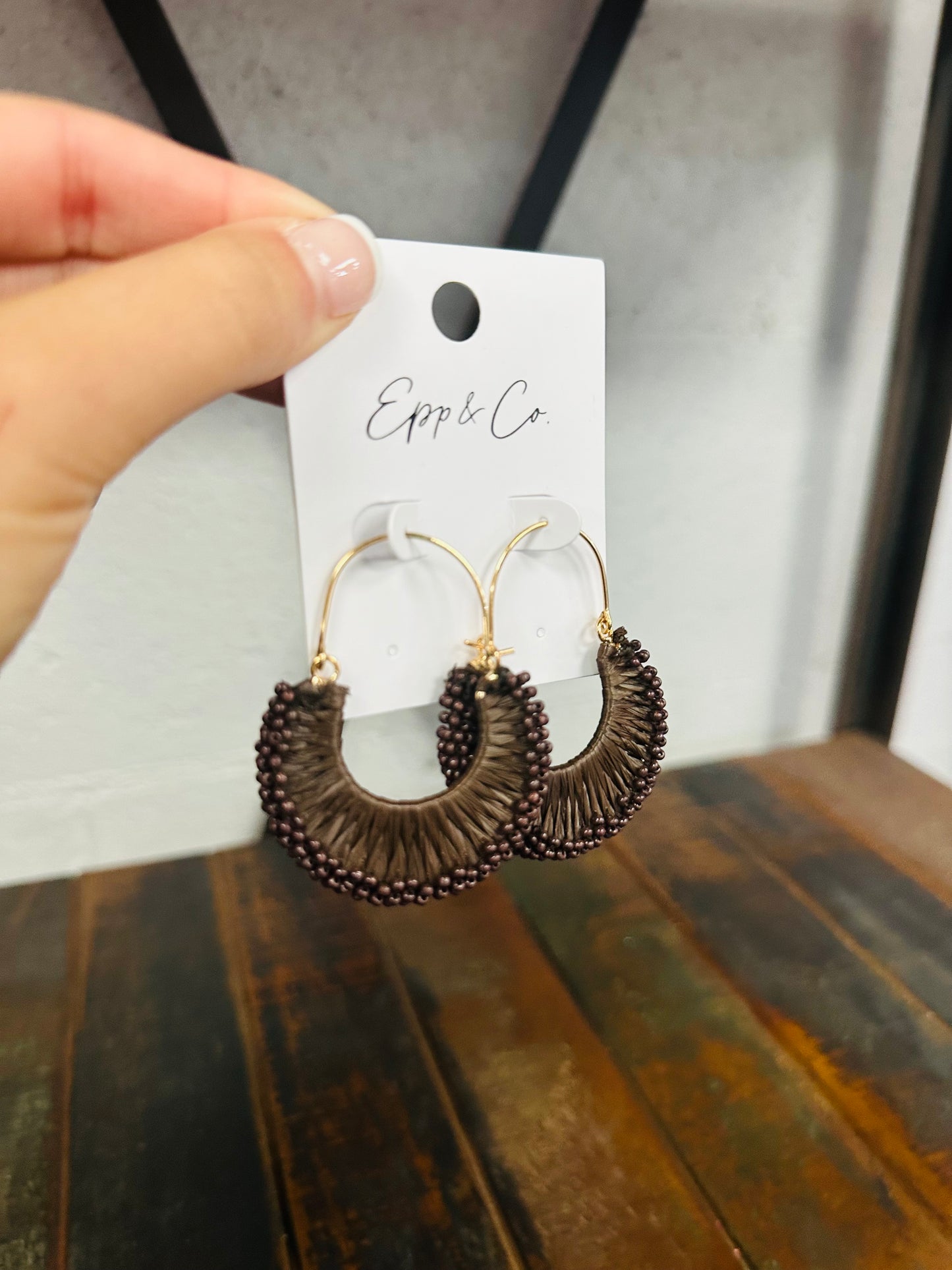 Americano Raffia & Bead Hoops