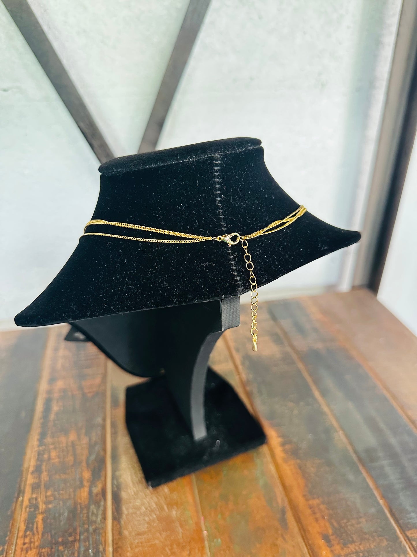 Gold Layered Pearl & Rhinestone Necklace