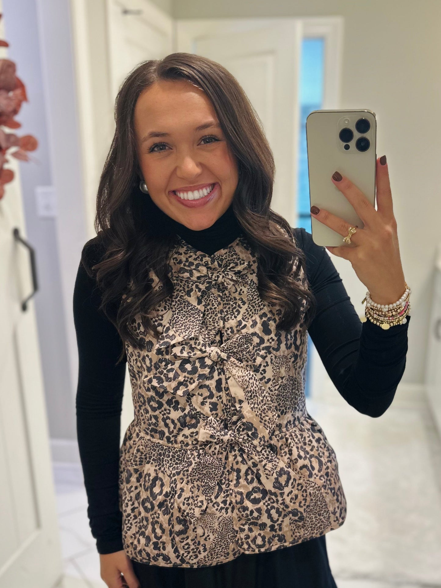 The Leopard Quilted Bow Vest