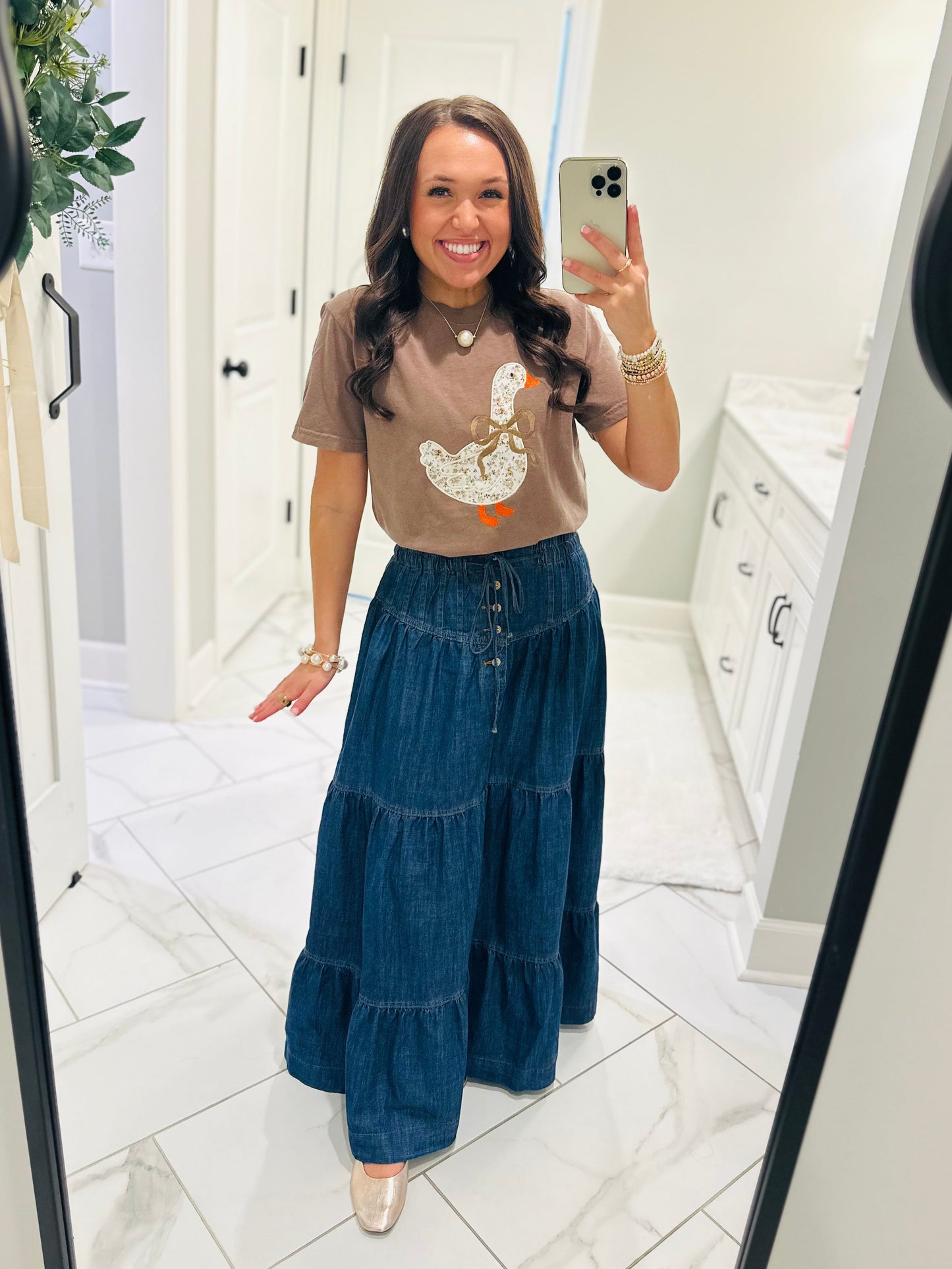 The Brown Coquette Preppy Goose Embroidered Tee