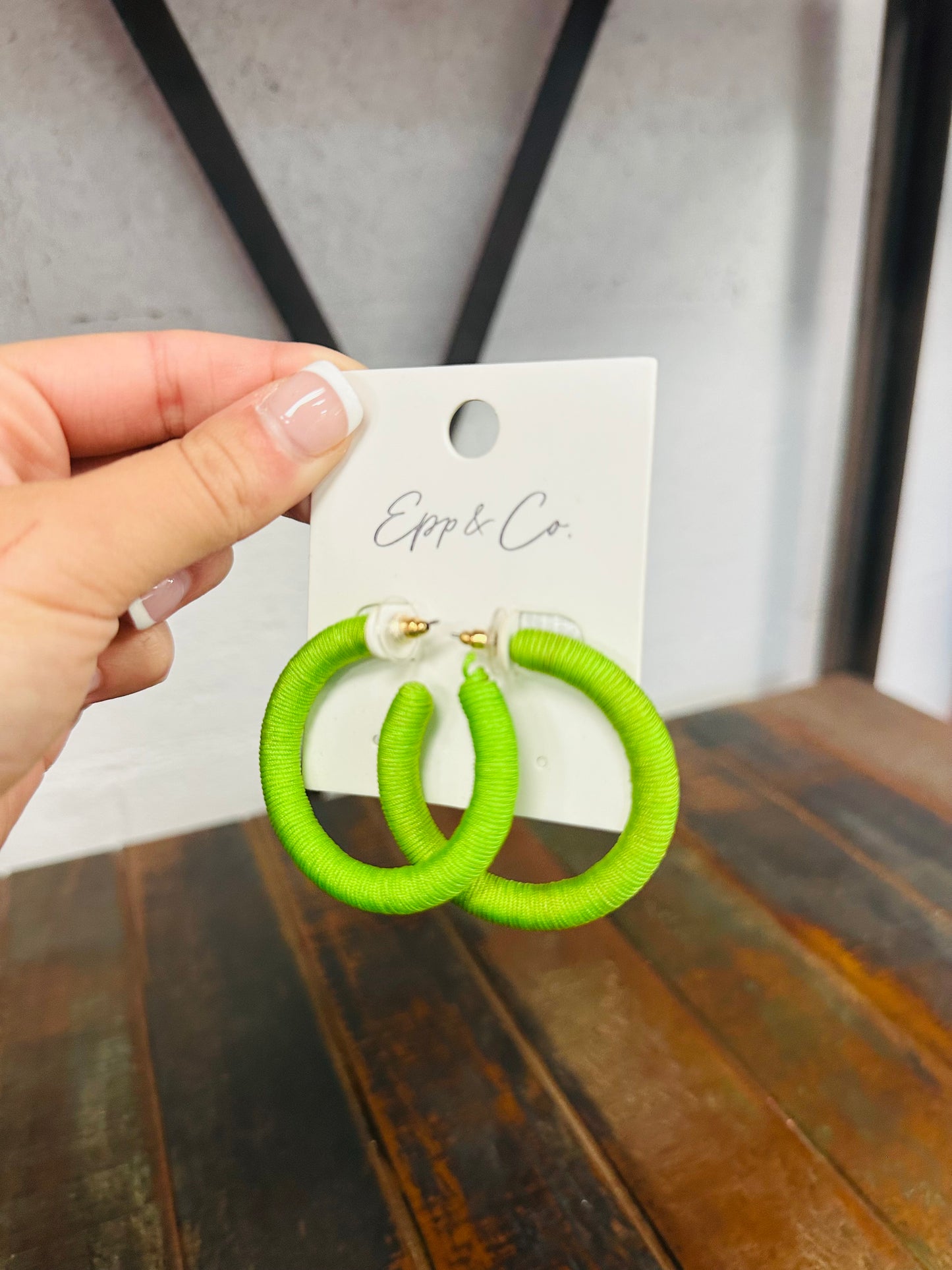Neon Green Thread Hoops