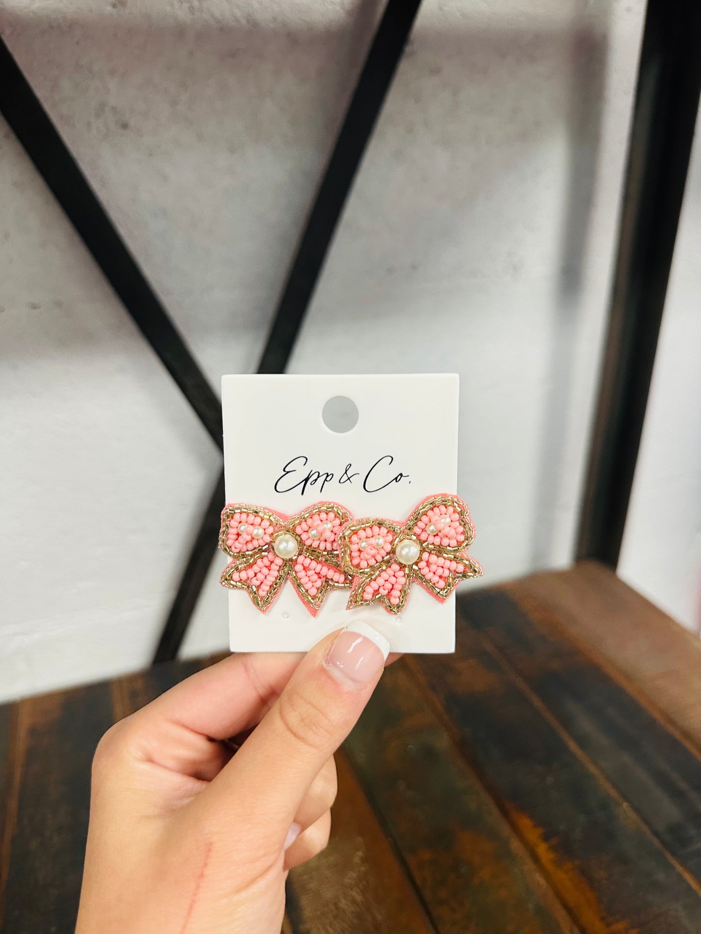 Mini Light Pink Bow Stud Earring