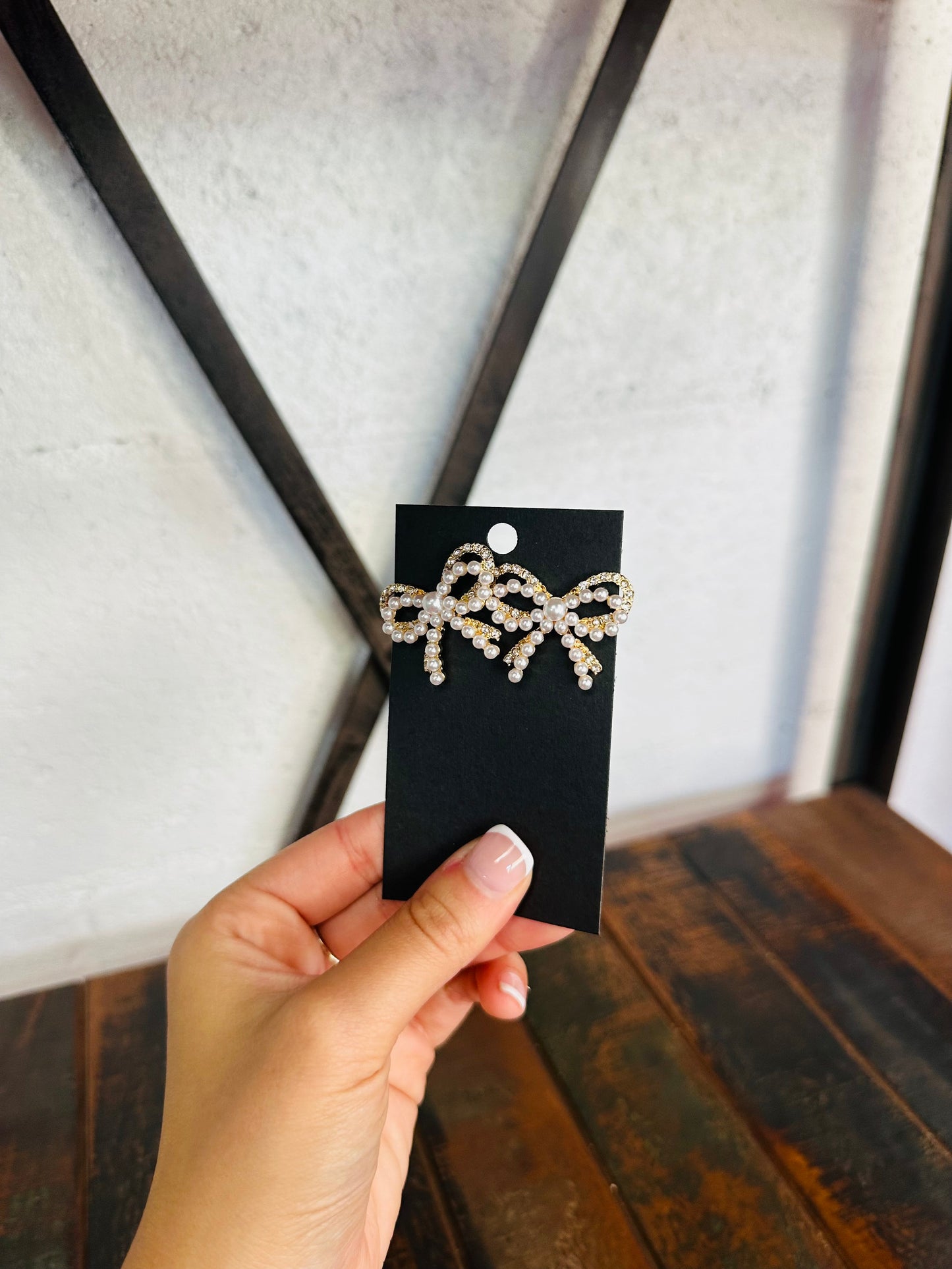 Gold + Pearl Double Bow Post Earring