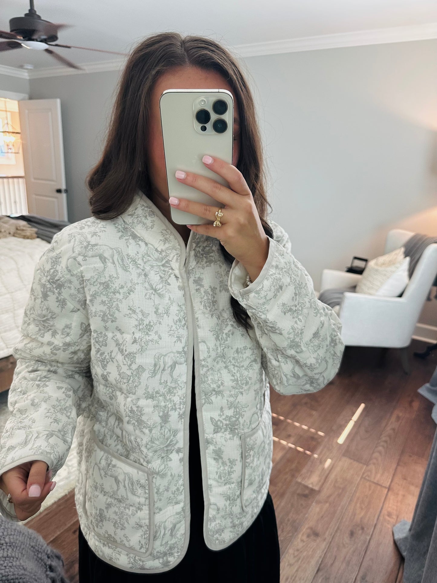 The Serena Grey Vintage Quilted Jacket