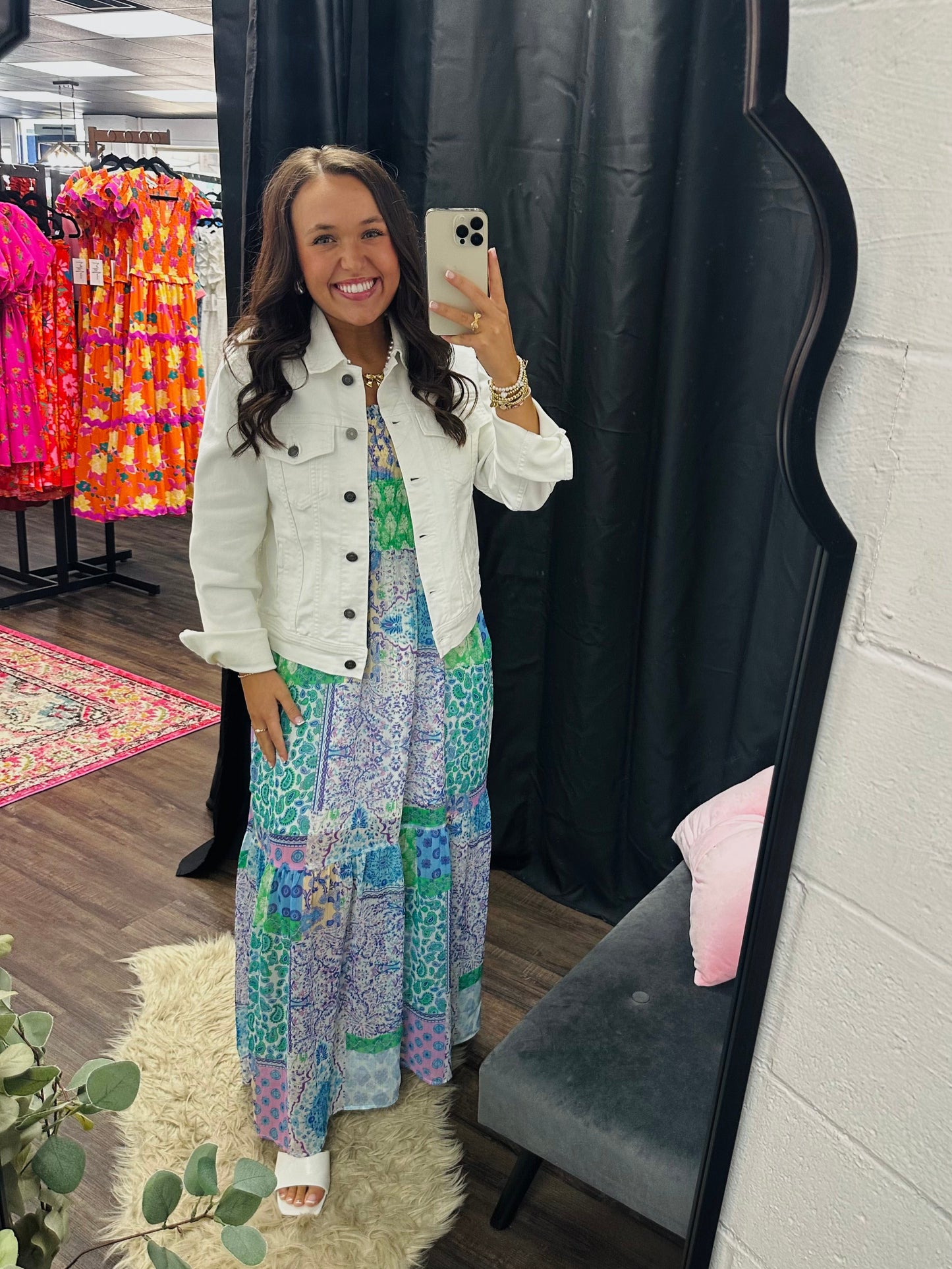 The Lacey Blue Patchwork Maxi Dress