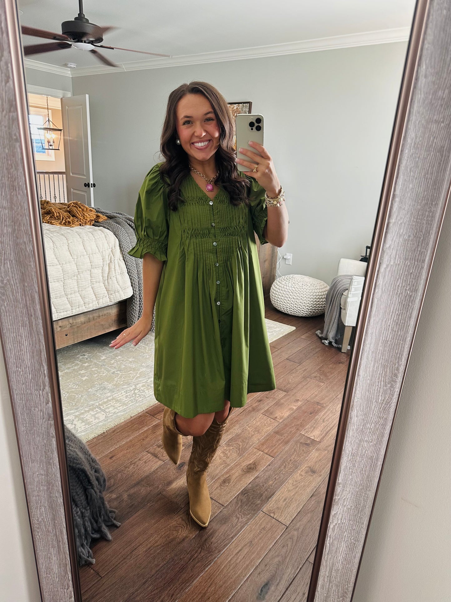 The Willow Olive Green Dress
