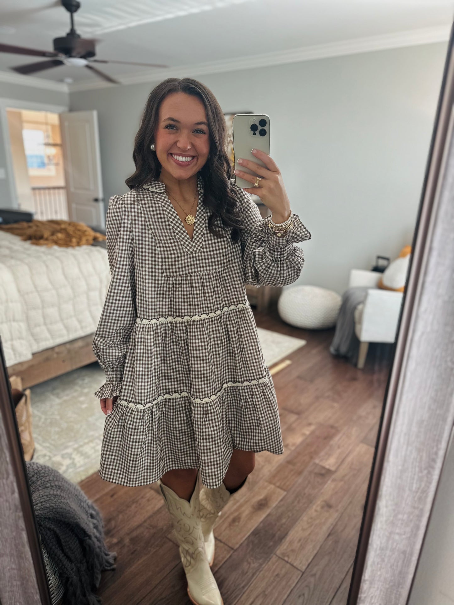 The Sadie Brown Gingham Dress