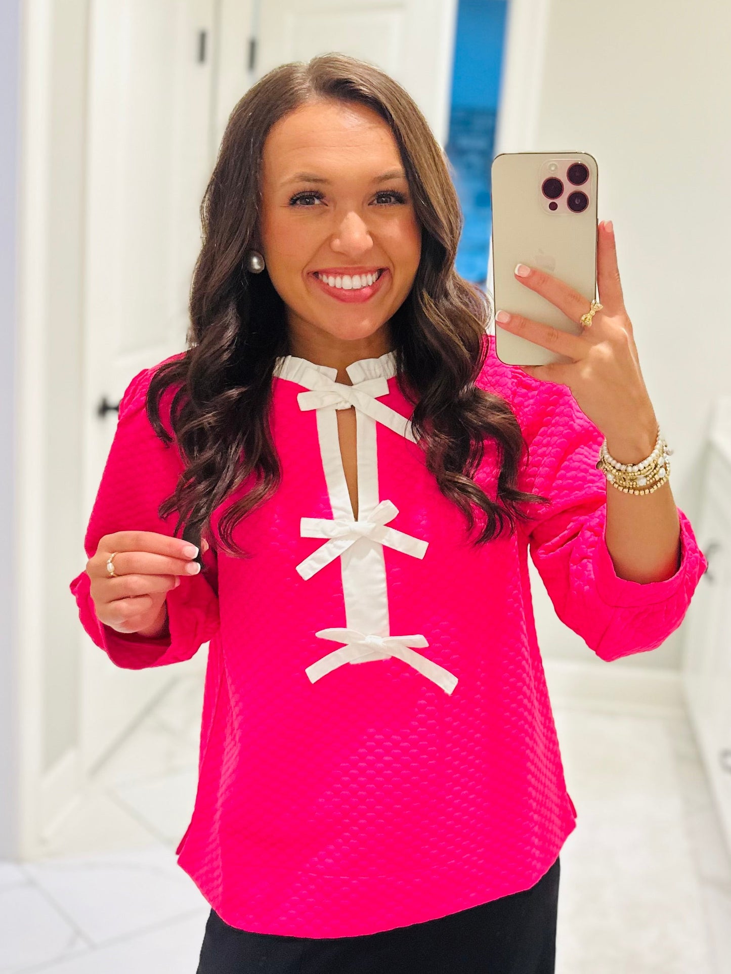 The Zayla Hot Pink Bow Top