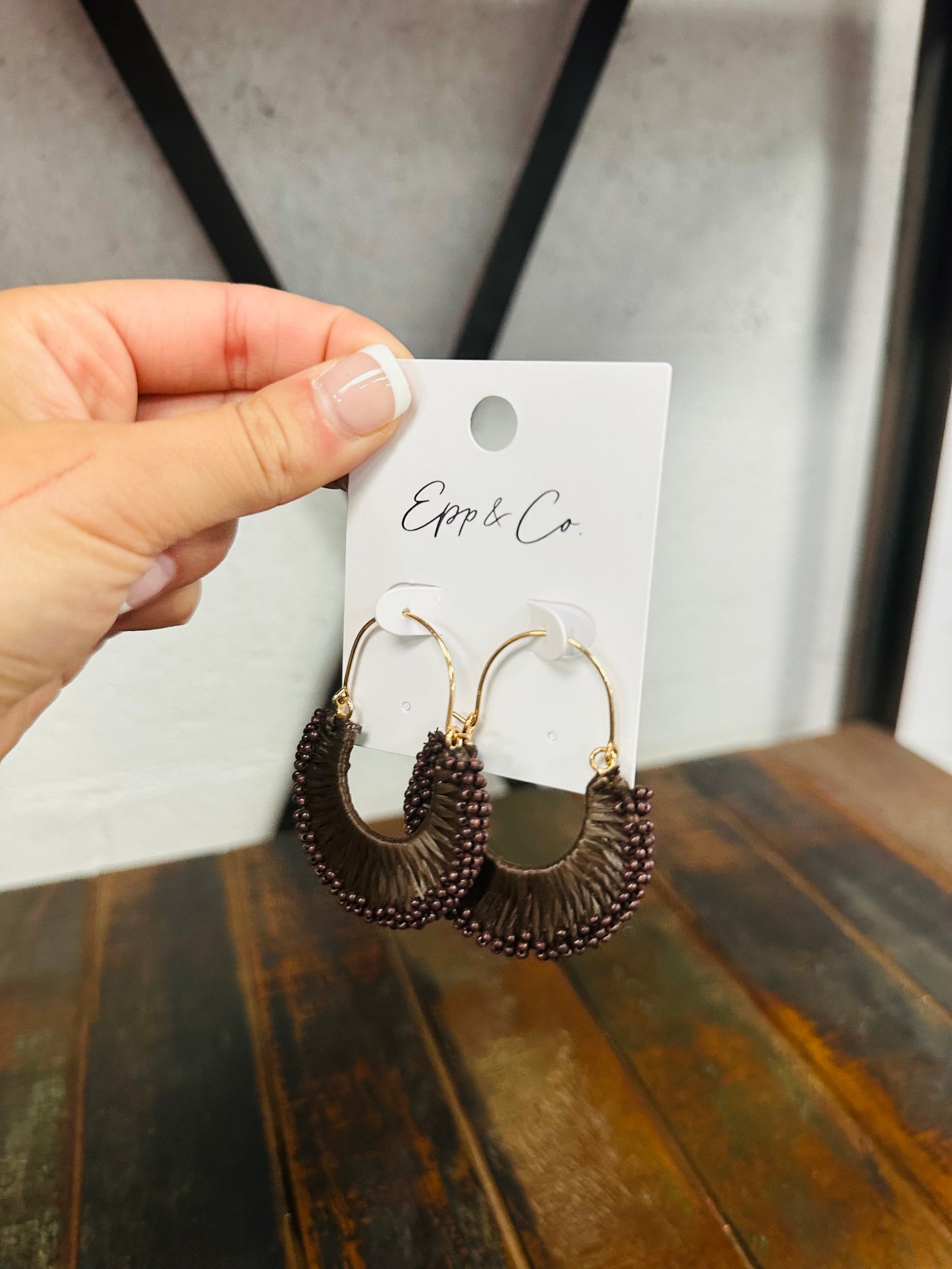 Americano Raffia & Bead Hoops