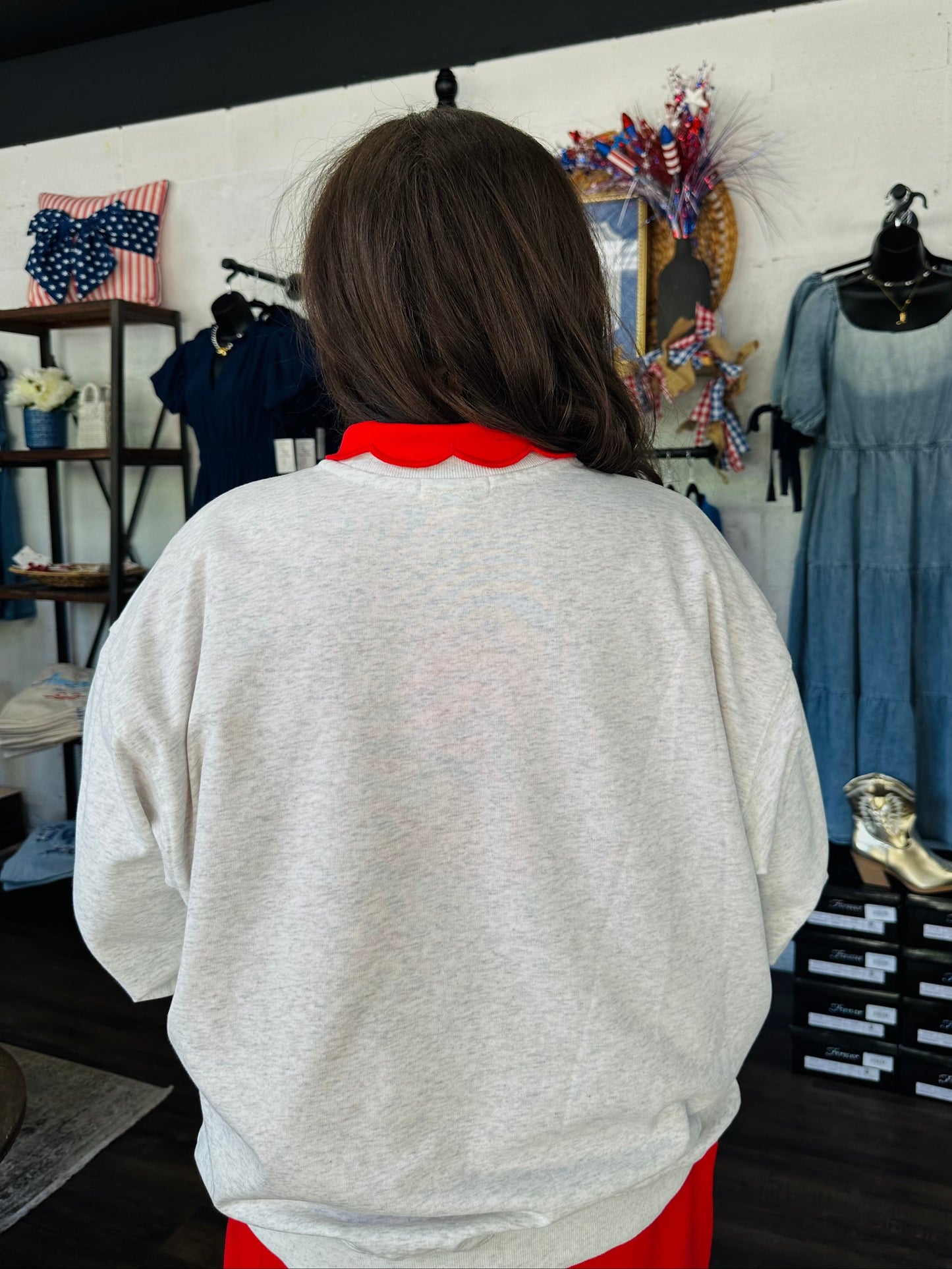 USA Patchwork Oversized Crewneck