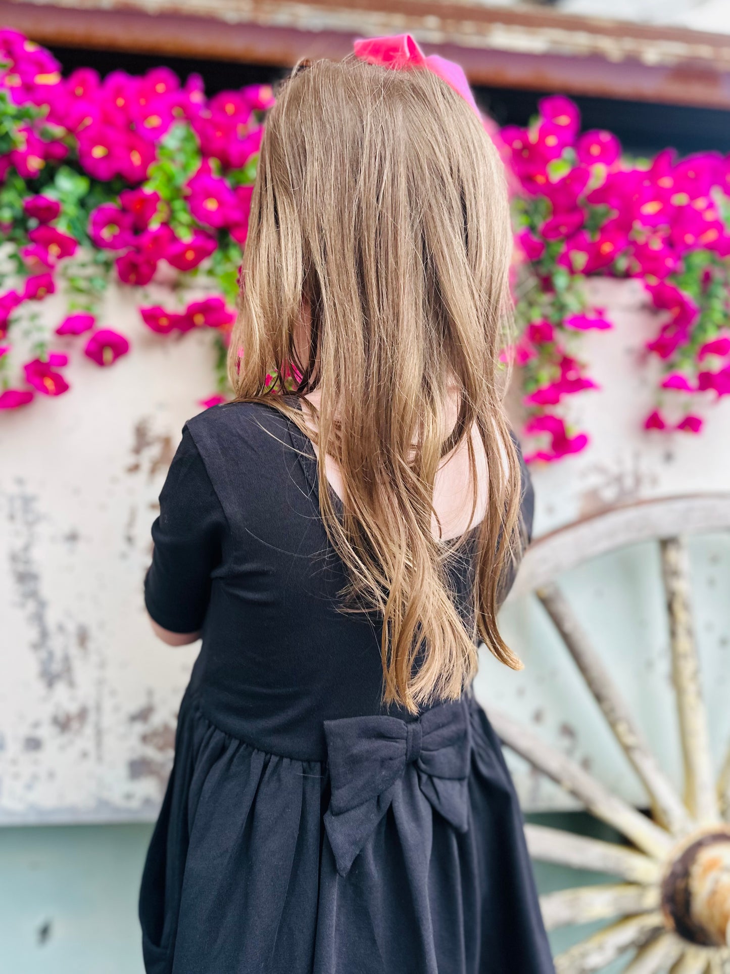 The Girls Black Bow Dress