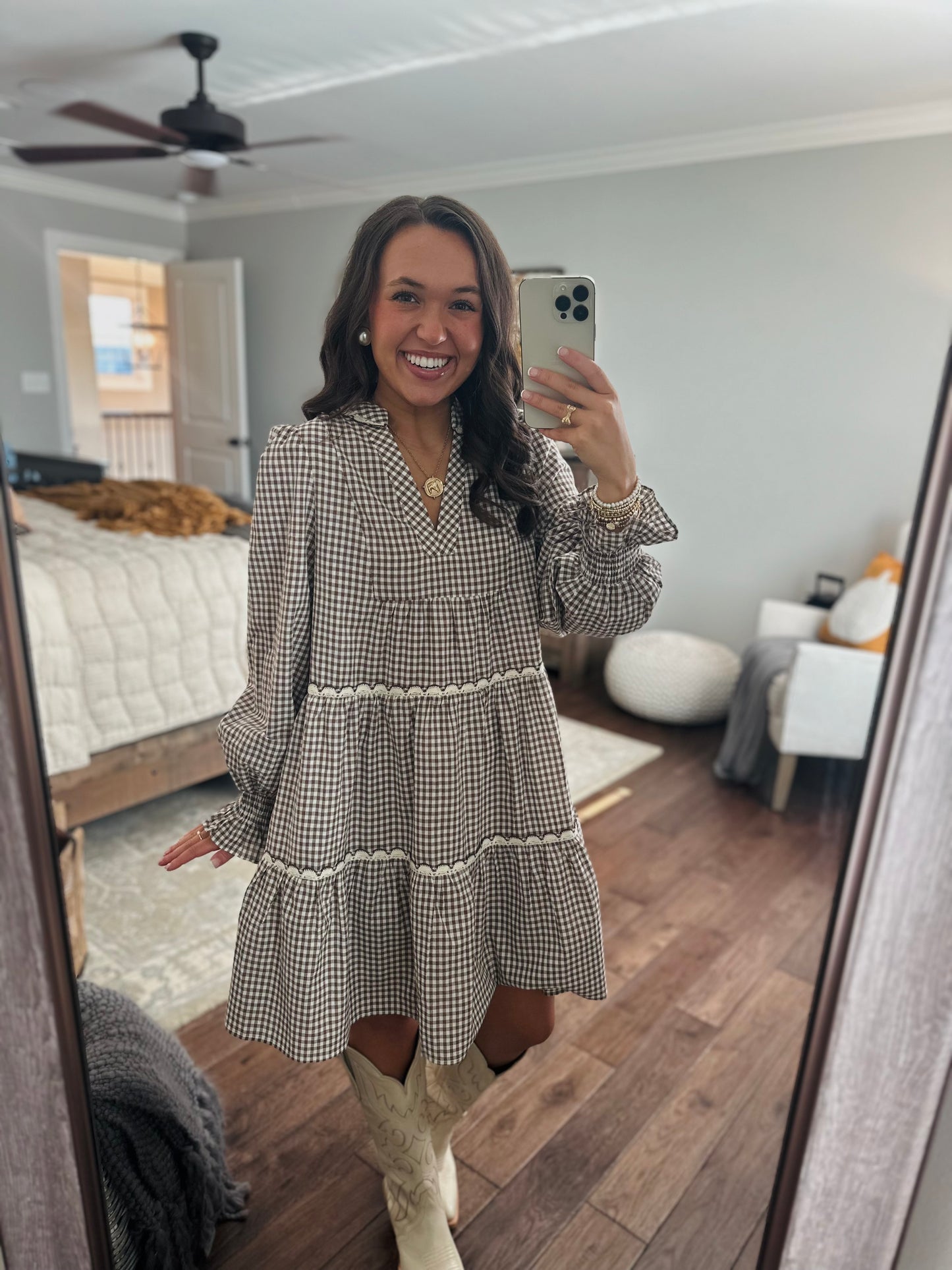 The Sadie Brown Gingham Dress