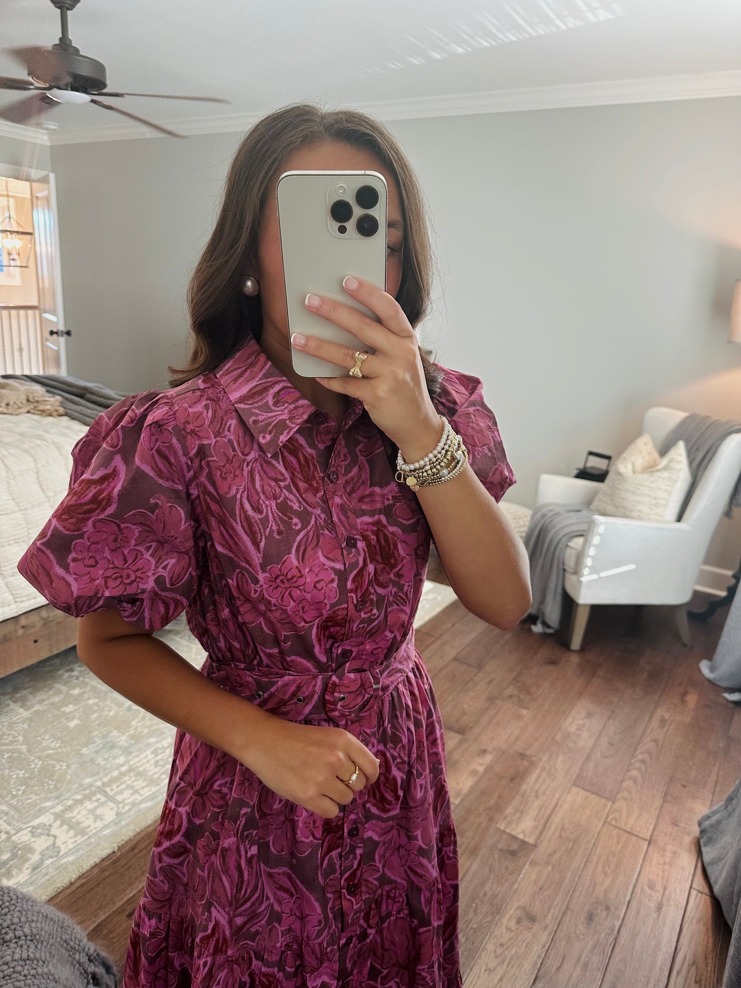 The Danyale Rosy Brown Floral Midi Dress