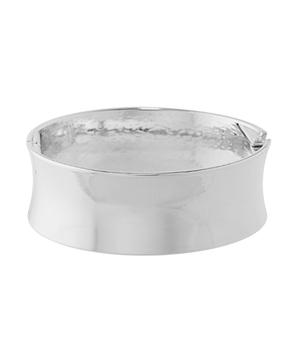 Rhodium Wide Cuff Bangle