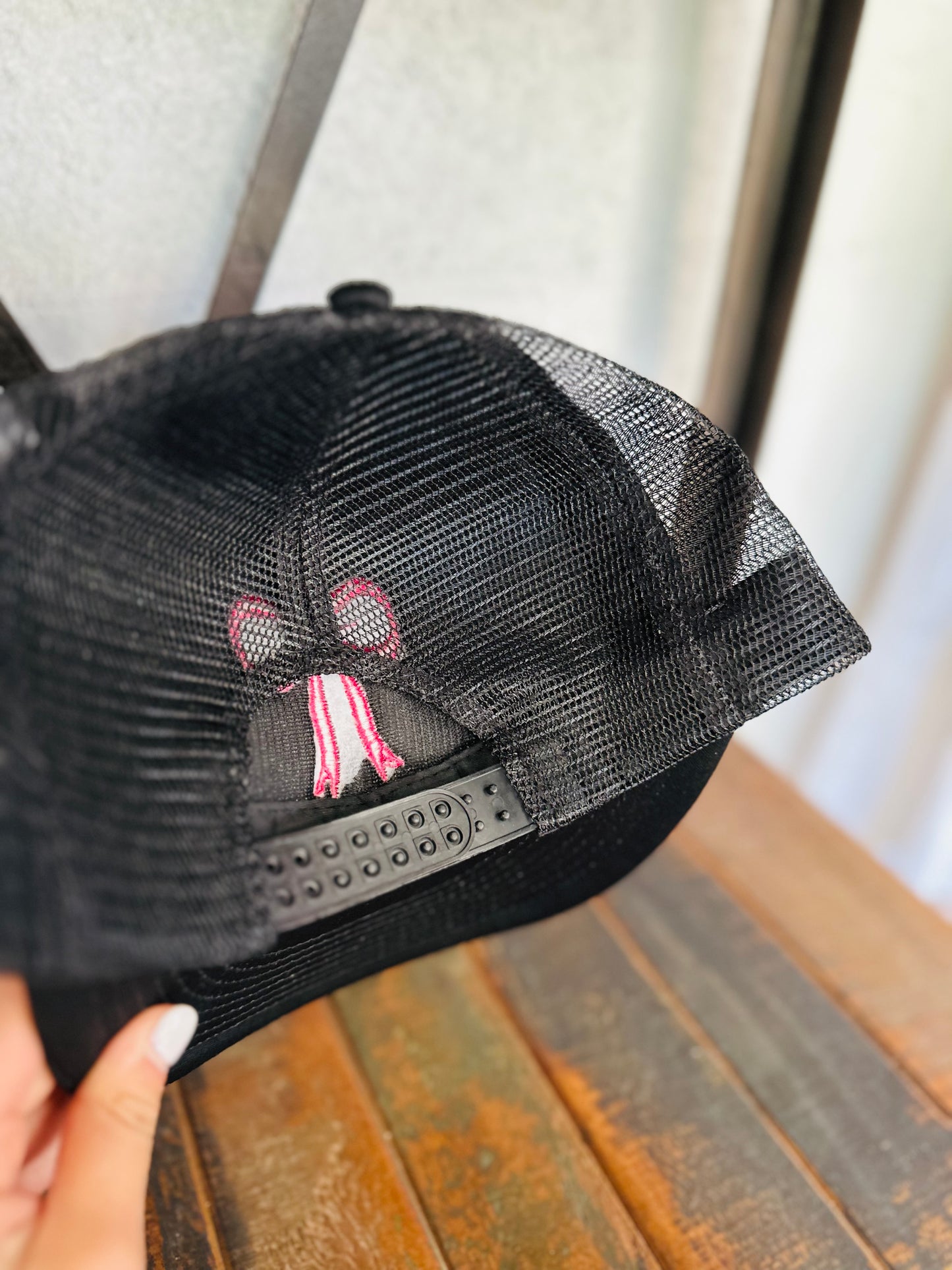 Black Coquette Embroidery Bow Trucker Hat