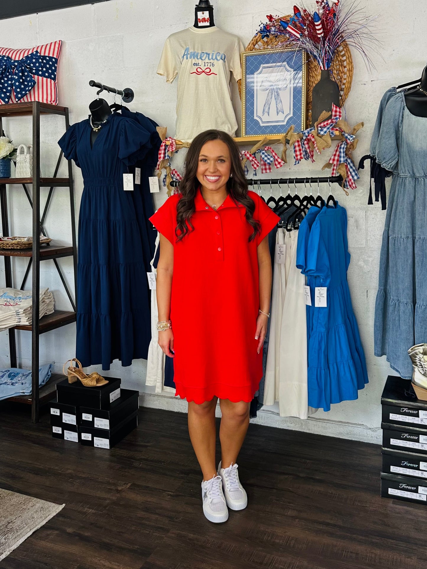 The Layla Red Scalloped Dress