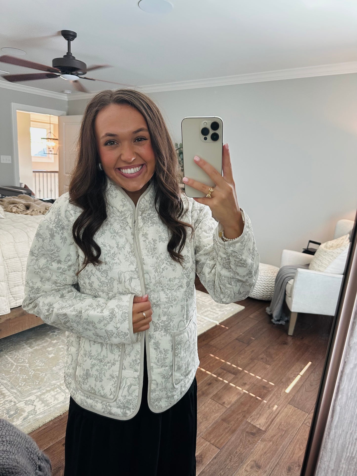 The Serena Grey Vintage Quilted Jacket